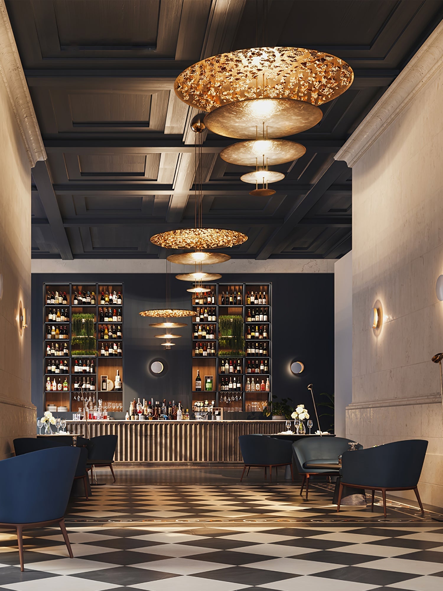 Zathaara Layered Gold Foil Pendant Light - Blowlighting