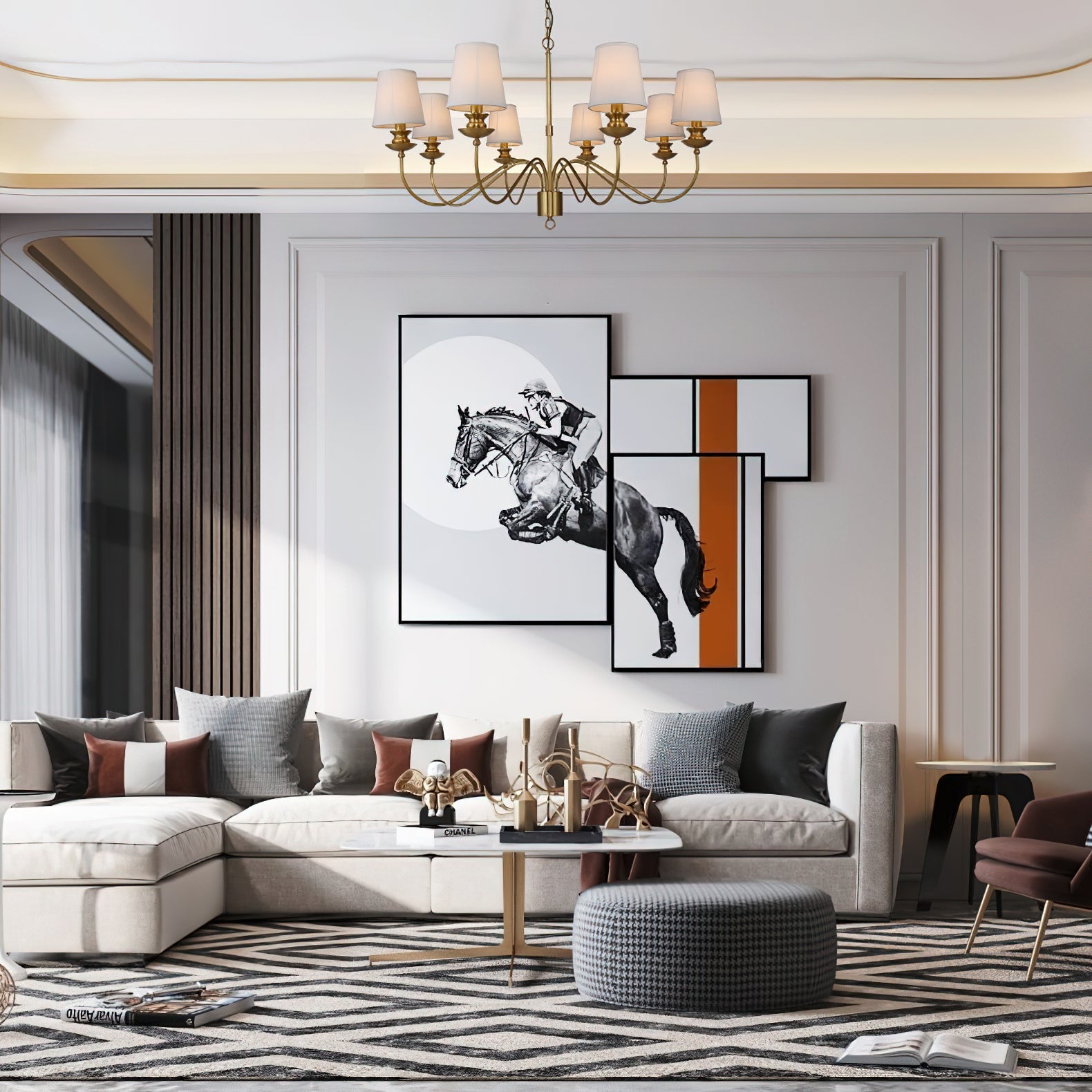 Imiryra Postmodern Luxury Brass Fabric Chandelier - Lamp Copper