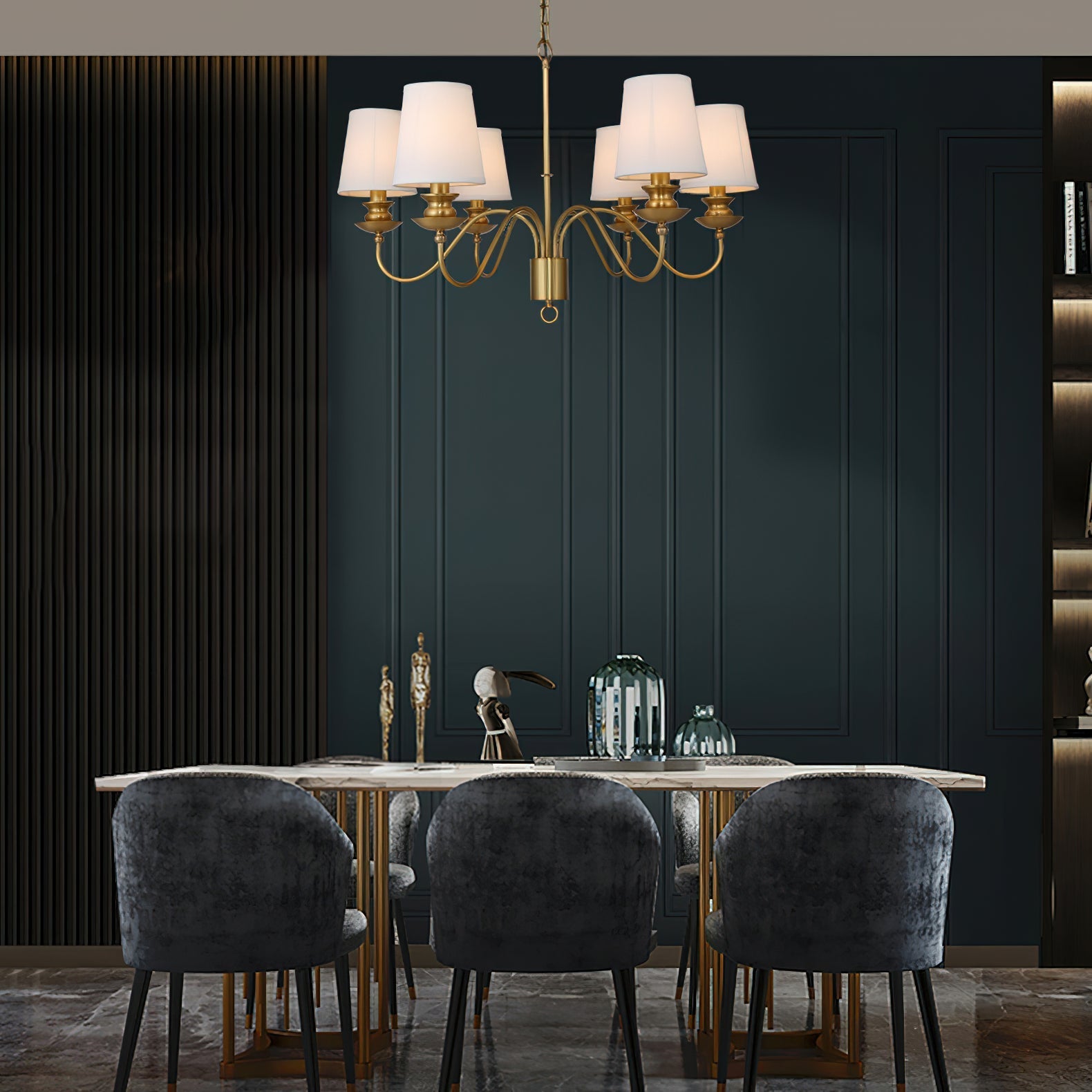 Imiryra Postmodern Luxury Brass Fabric Chandelier - Lamp Copper