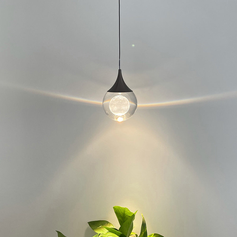 Aria Suspension Globe Inhabituel, Métal/Cristal, Noir/Blanc, Chevet/Salon
