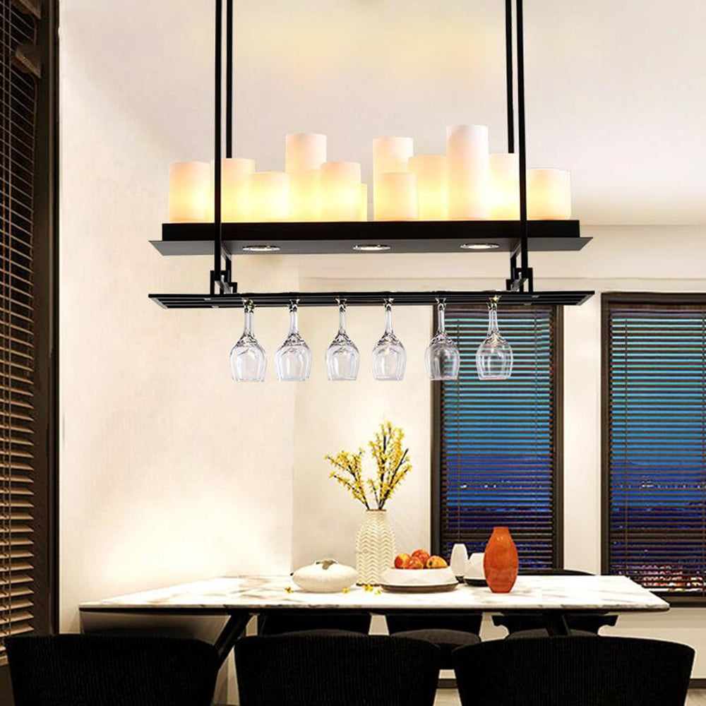 Silva Suspension Cylindre Moderne, Métal/Verre, Blanc/Noir, Restaurant/Bar