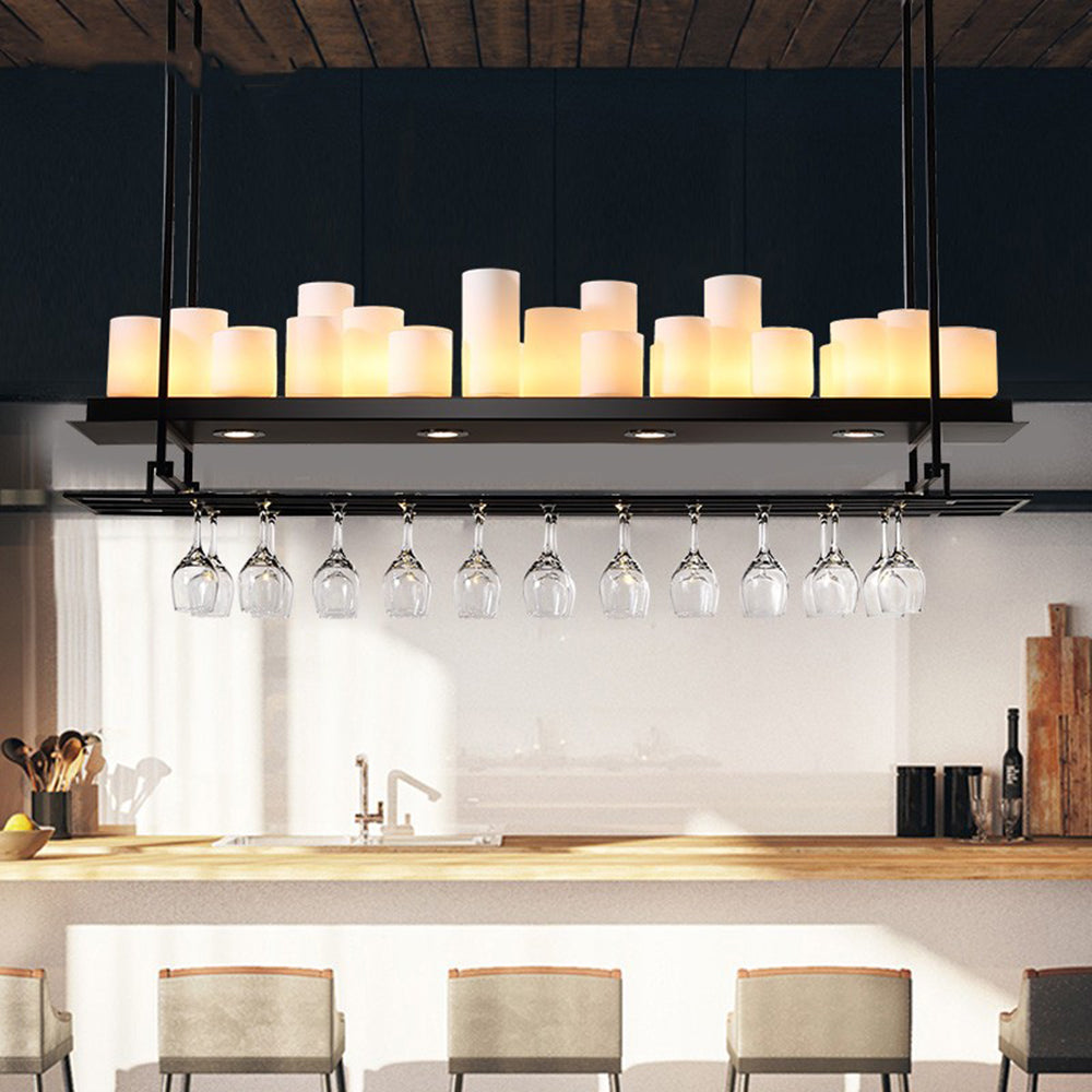 Silva Suspension Cylindre Moderne, Métal/Verre, Blanc/Noir, Restaurant/Bar