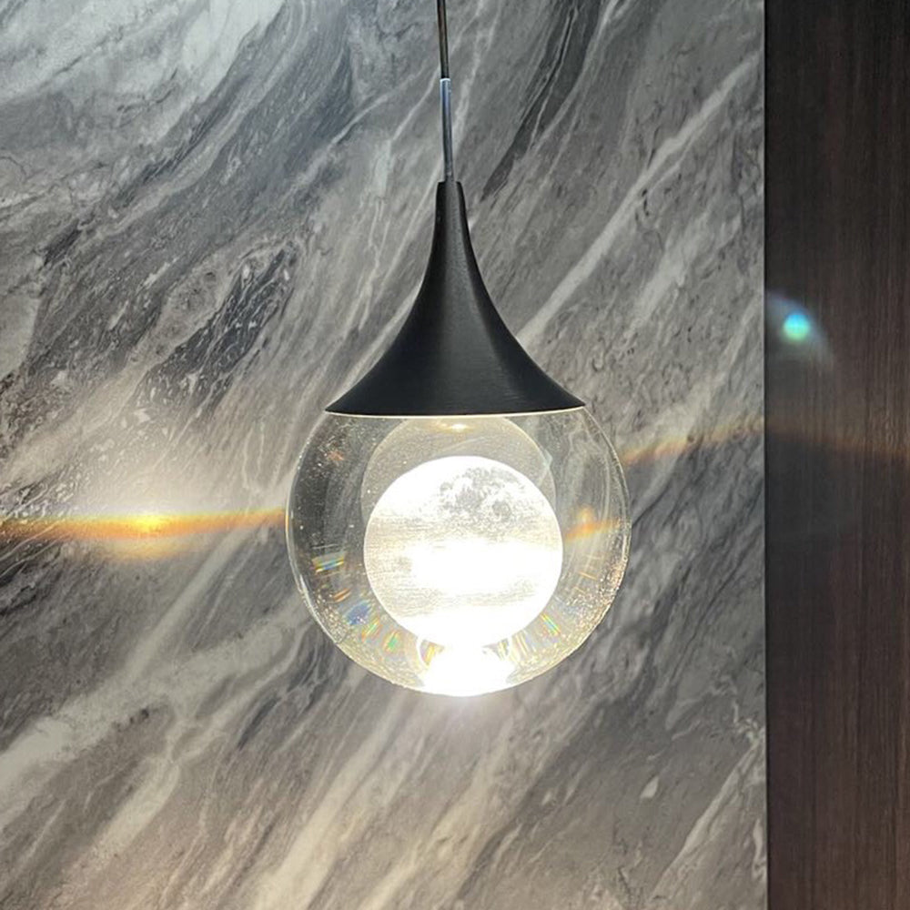 Aria Suspension Globe Inhabituel, Métal/Cristal, Noir/Blanc, Chevet/Salon