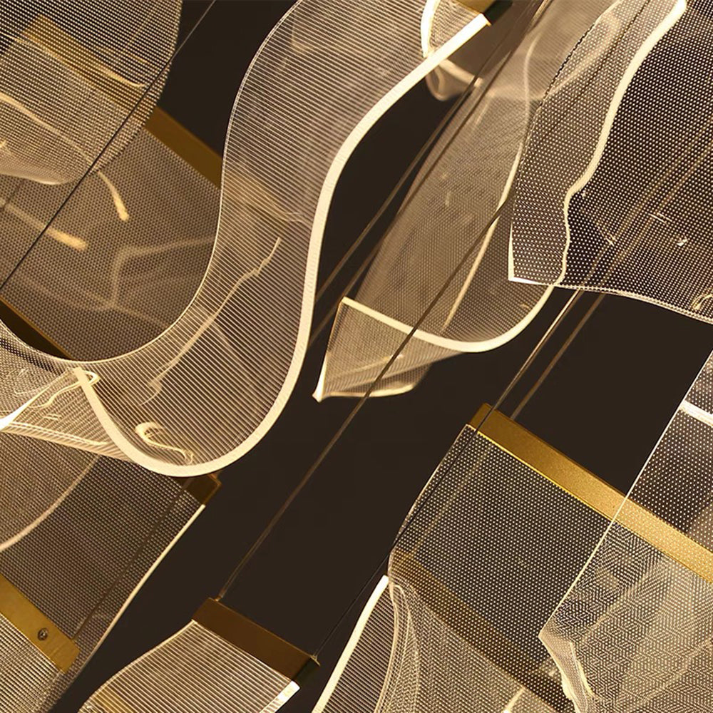Kristy Suspension Carrée Contemporaine Métal/Acrylique Doré Salon/Escalier