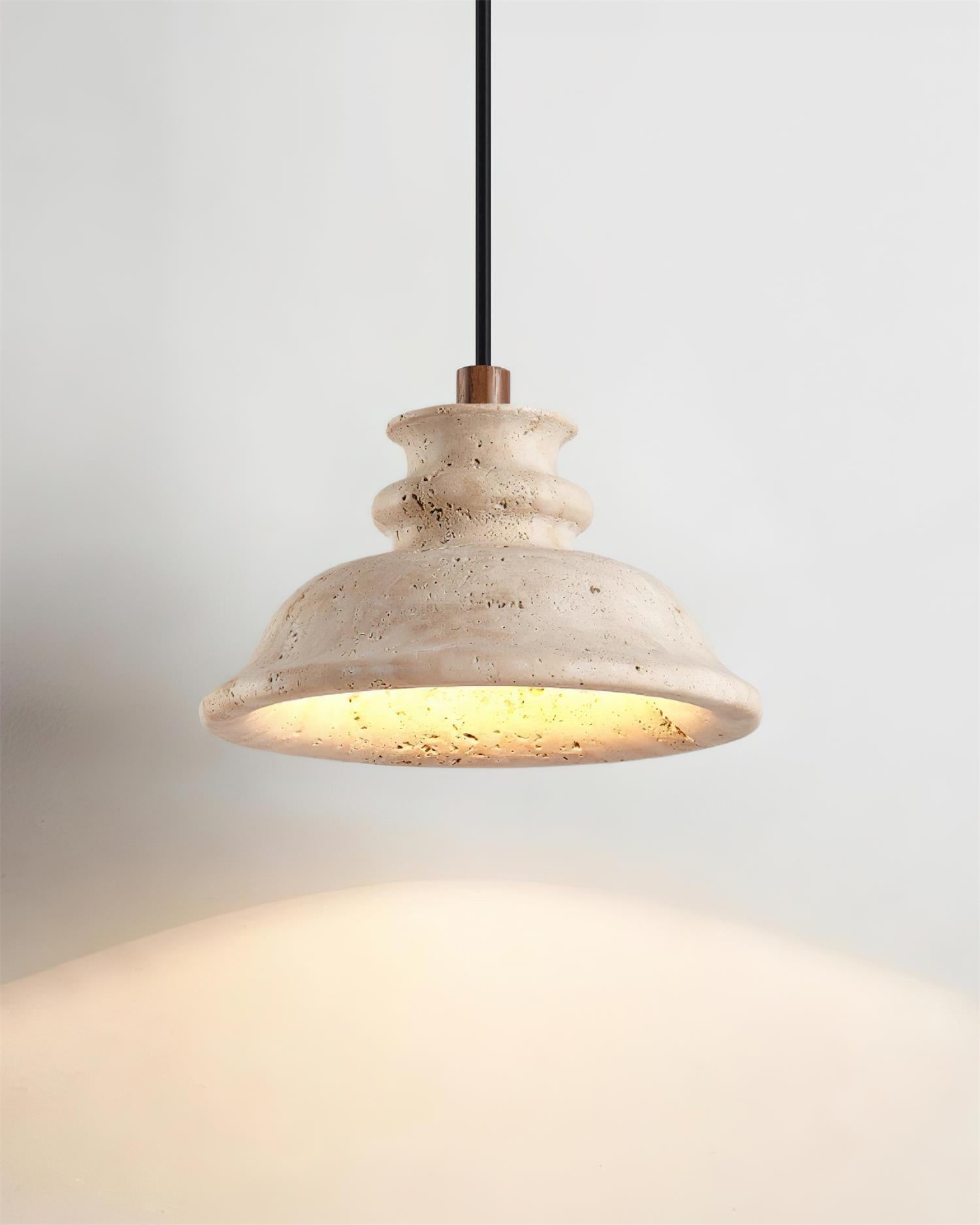 Ritta Pendant Lamp Sculpted Travertine Shade - Letslighting