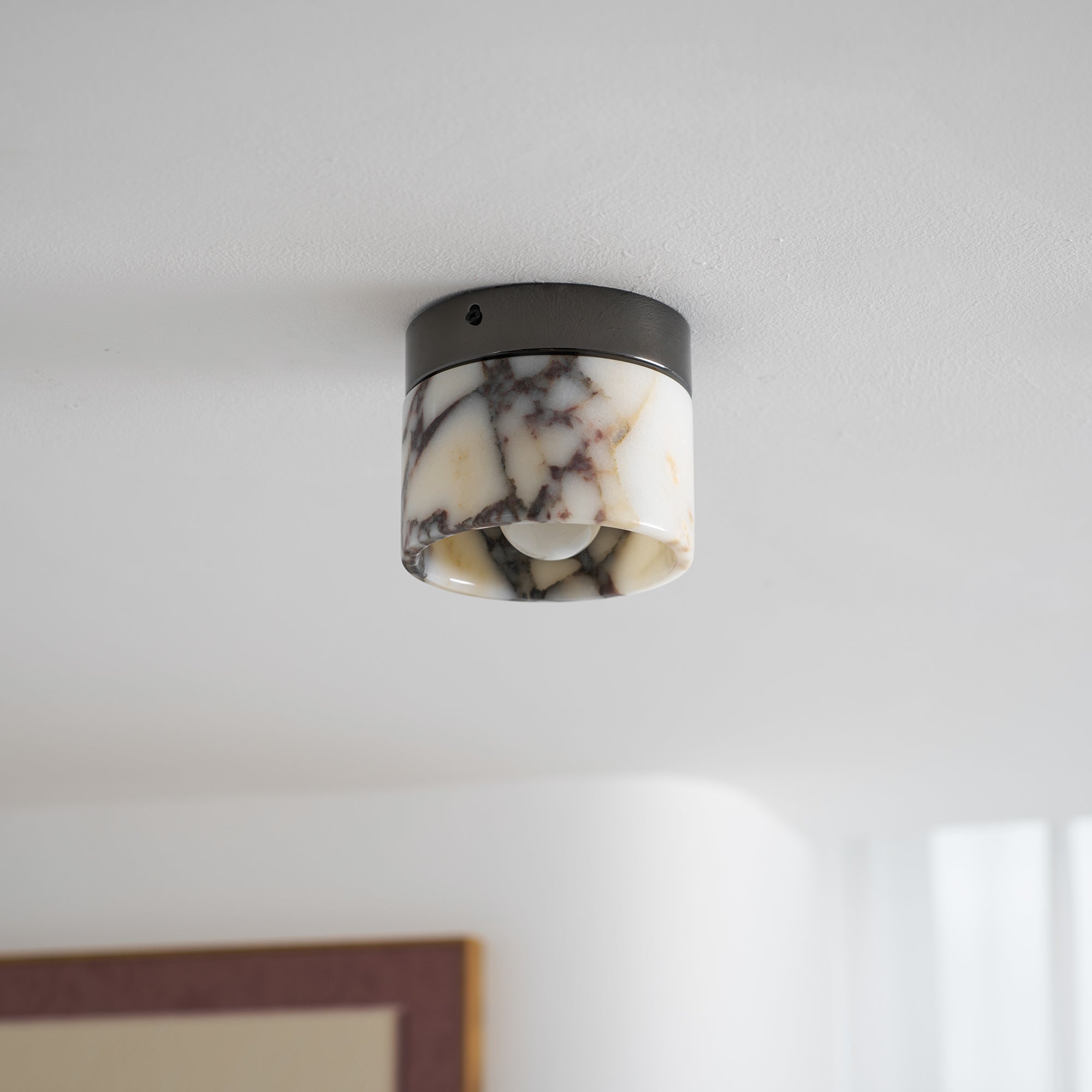 Ivinir Modern Minimalist Round Marble Ceiling Lamp - Lamp Copper