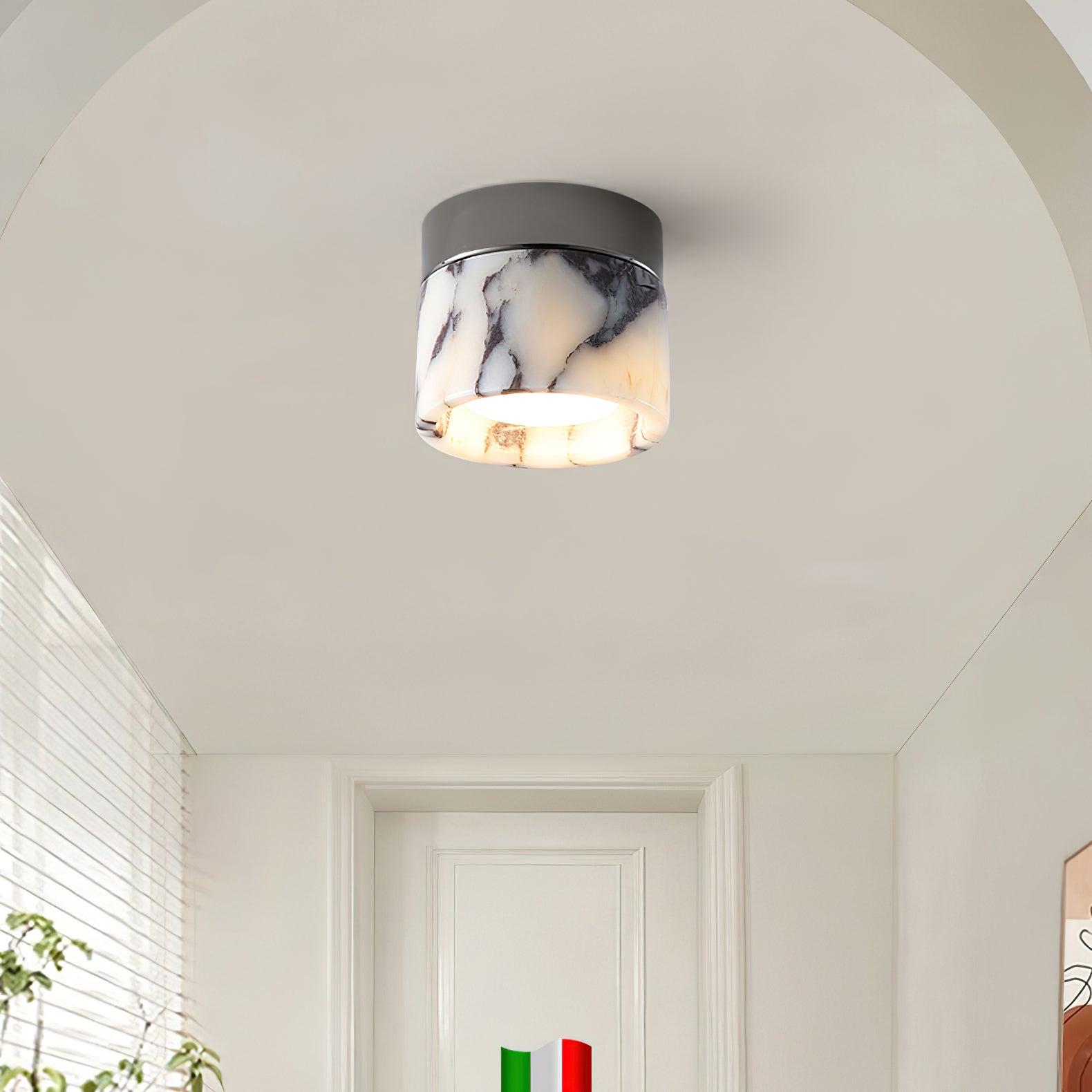 Ivinir Modern Minimalist Round Marble Ceiling Lamp - Lamp Copper