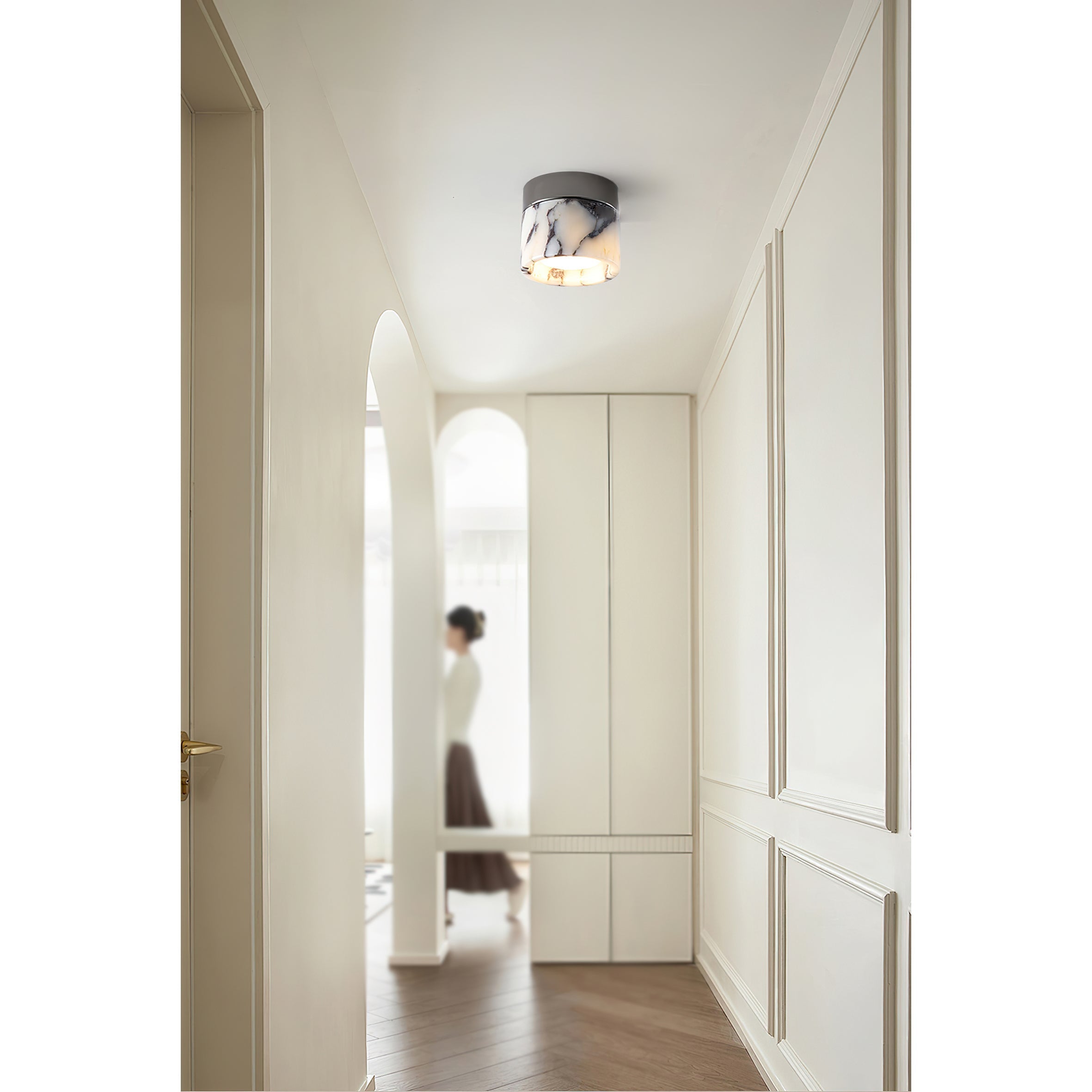 Ivinir Modern Minimalist Round Marble Ceiling Lamp - Lamp Copper