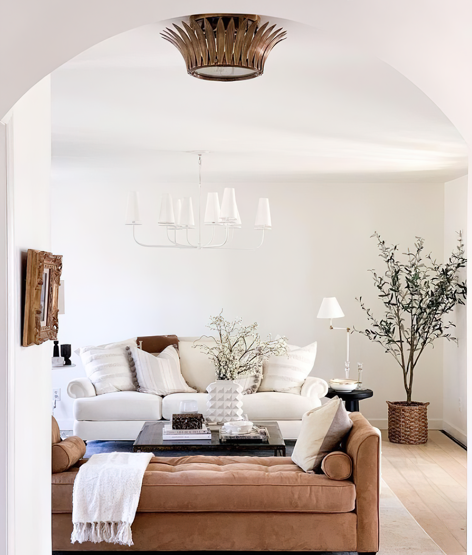 Curaeara Vintage Industrial Brass Fabric Chandelier - Lamp Copper