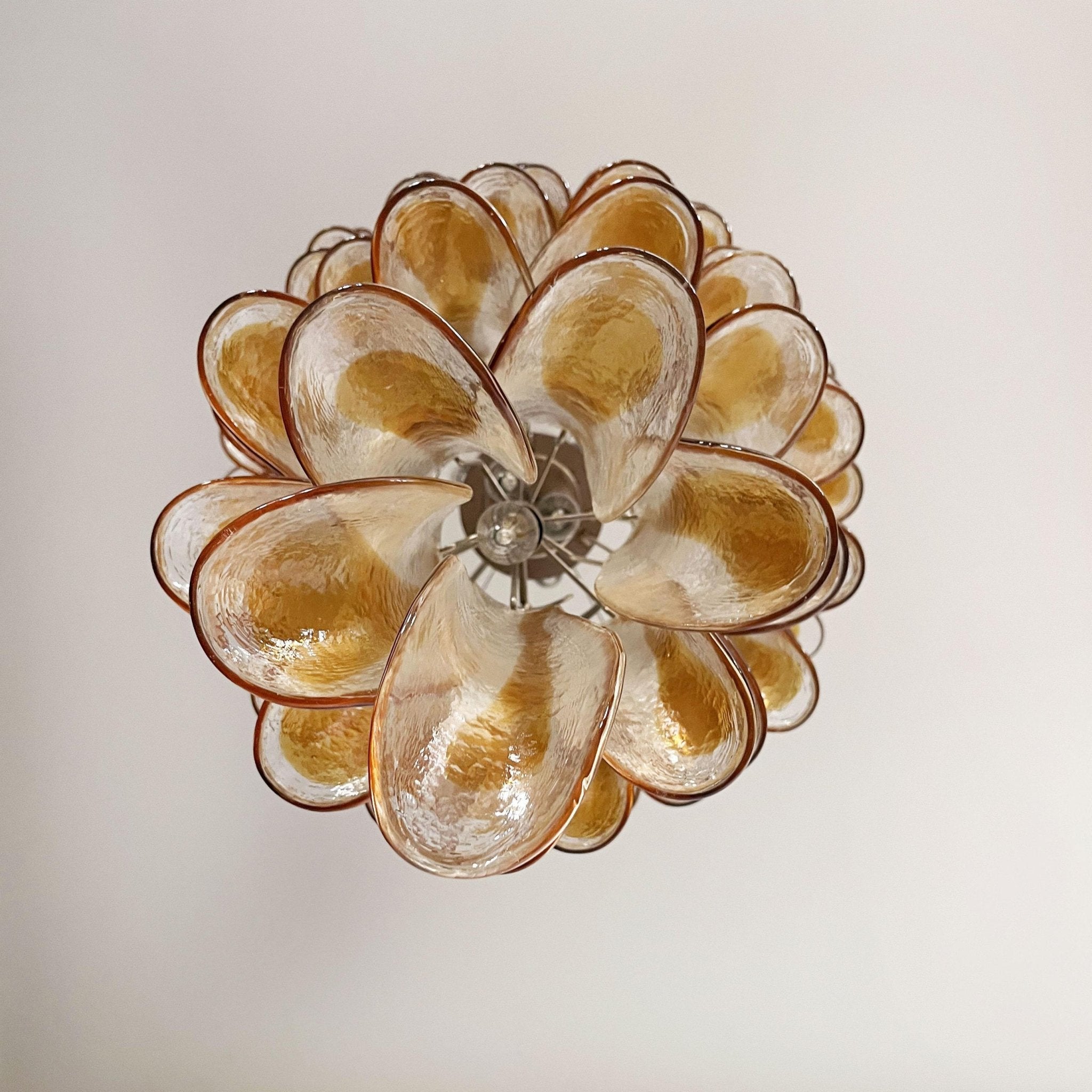 Aurora Chandelier Gold Murano Glass Petals Layered Cascading - Letslighting