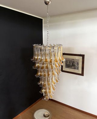 Aurora Chandelier Gold Murano Glass Petals Layered Cascading - Letslighting