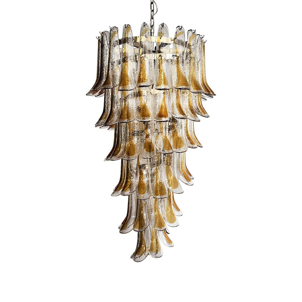 Aurora Chandelier Gold Murano Glass Petals Layered Cascading - Letslighting
