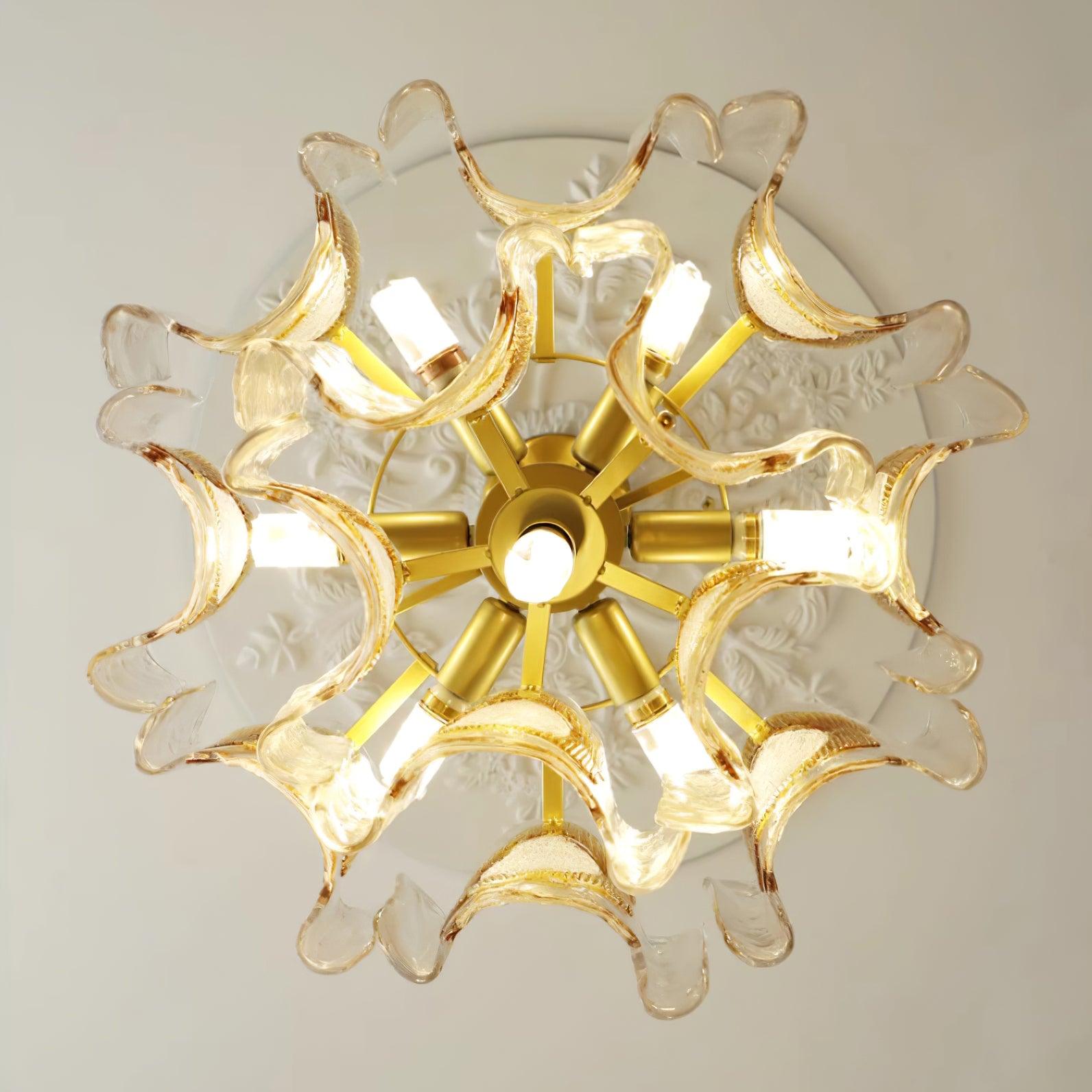 Marrina Chandelier Amber Wave Glass Vintage - Letslighting