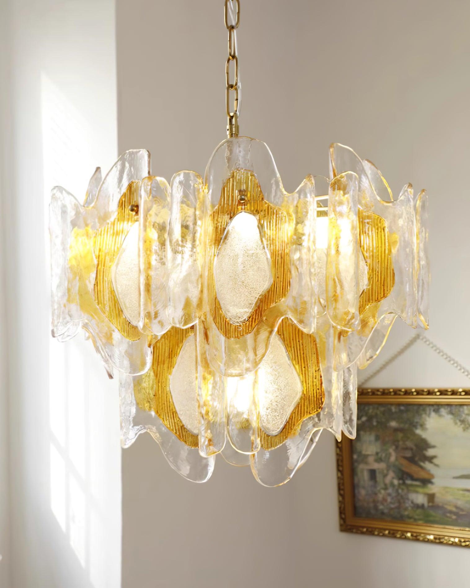 Marrina Chandelier Vintage Amber Glass Elegance - Letslighting