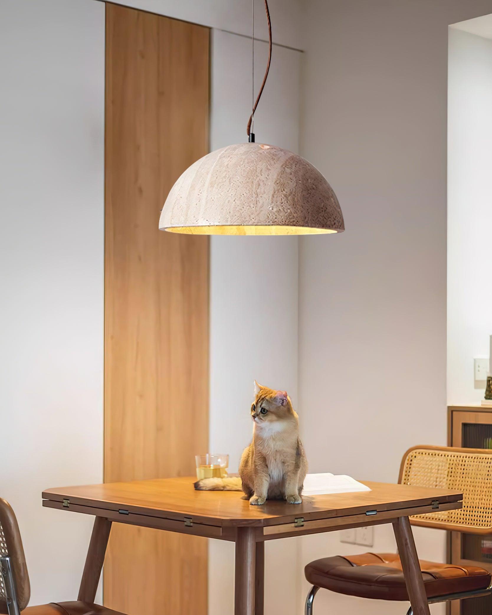 Pendant Lamp Travertine Dome Shade Industrial Chic Soft Glow - Letslighting