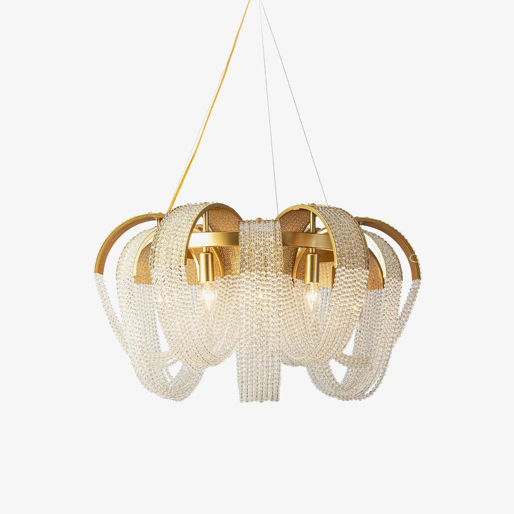 Lustra Chandelier Mesh Crystal Gold Waterfall Sparkle - Letslighting
