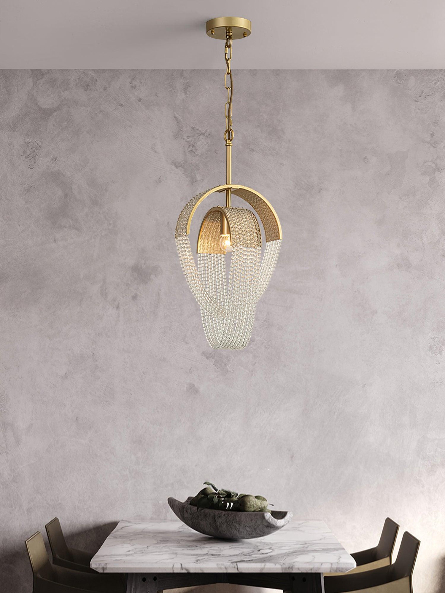 Lustra Chandelier Mesh Crystal Gold Waterfall Sparkle - Letslighting