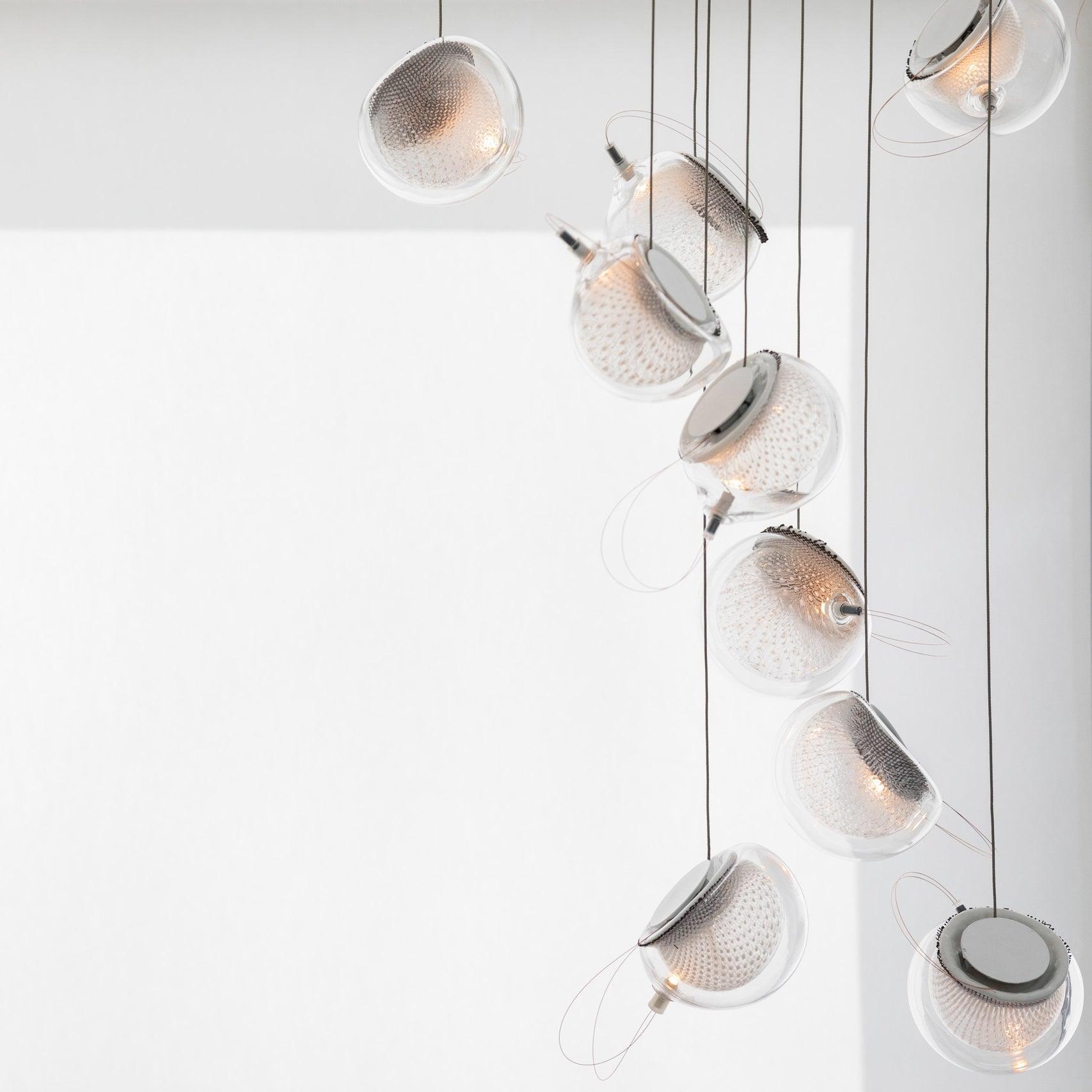 Chandelier Mesh Glass Orbs Cluster Frame Modern Minimalist - Letslighting