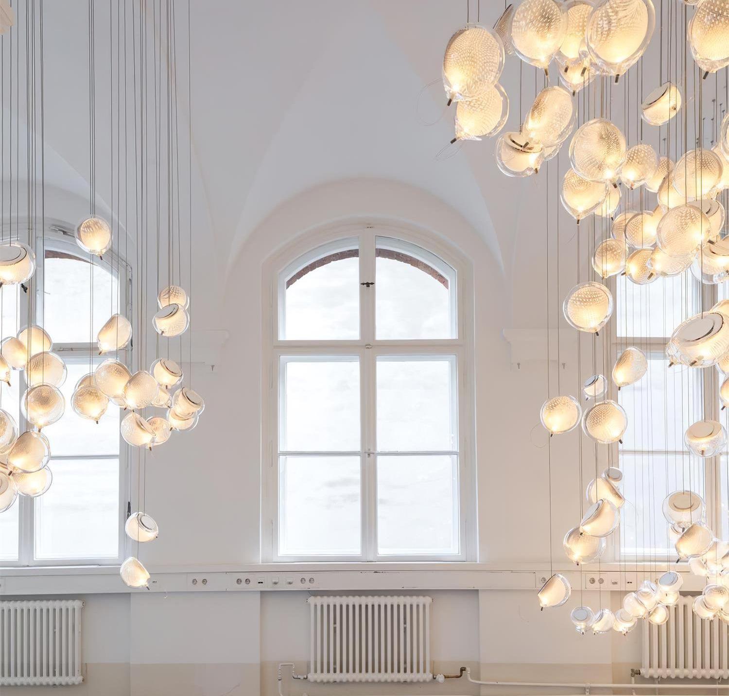 Chandelier Mesh Glass Orbs Cluster Frame Modern Minimalist - Letslighting