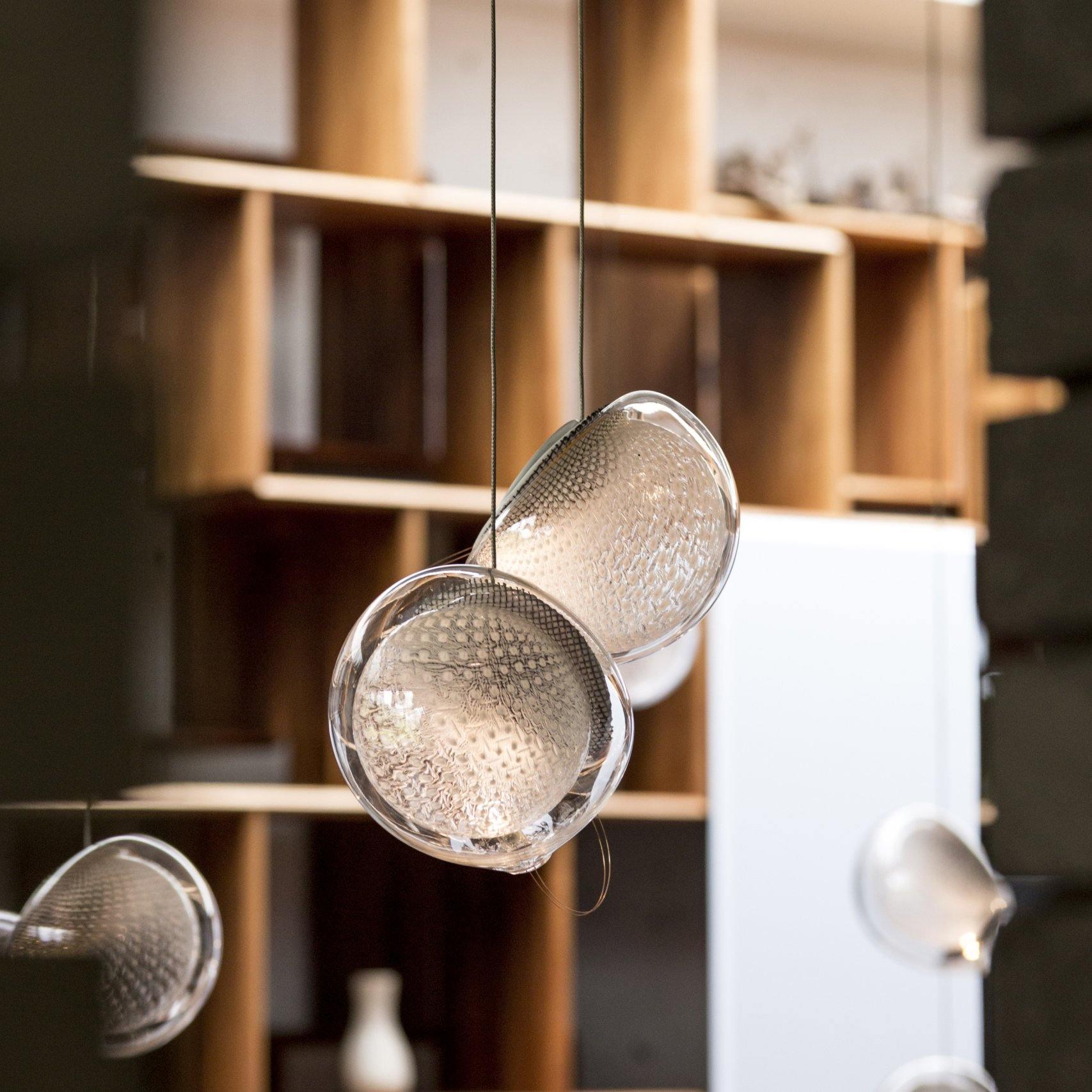 Chandelier Mesh Glass Orbs Cluster Frame Modern Minimalist - Letslighting