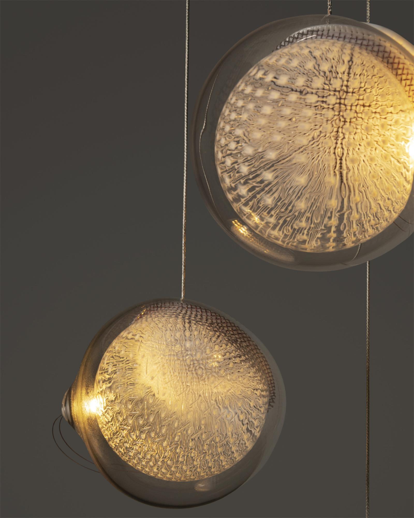 Chandelier Mesh Glass Orbs Cluster Frame Modern Minimalist - Letslighting