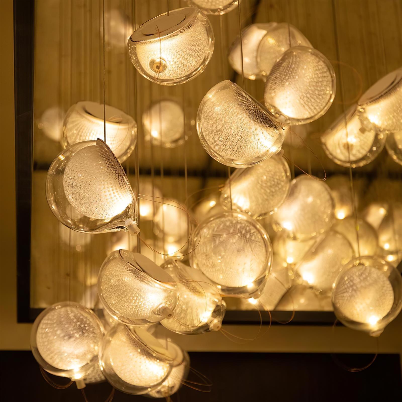 Chandelier Mesh Glass Orbs Cluster Frame Modern Minimalist - Letslighting
