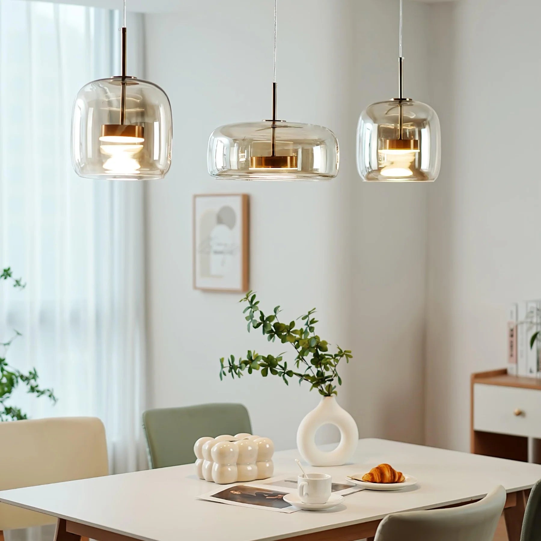 Valentina Suspension Cylindre Moderne Verre, Claire/Grise Fumée/Ambre