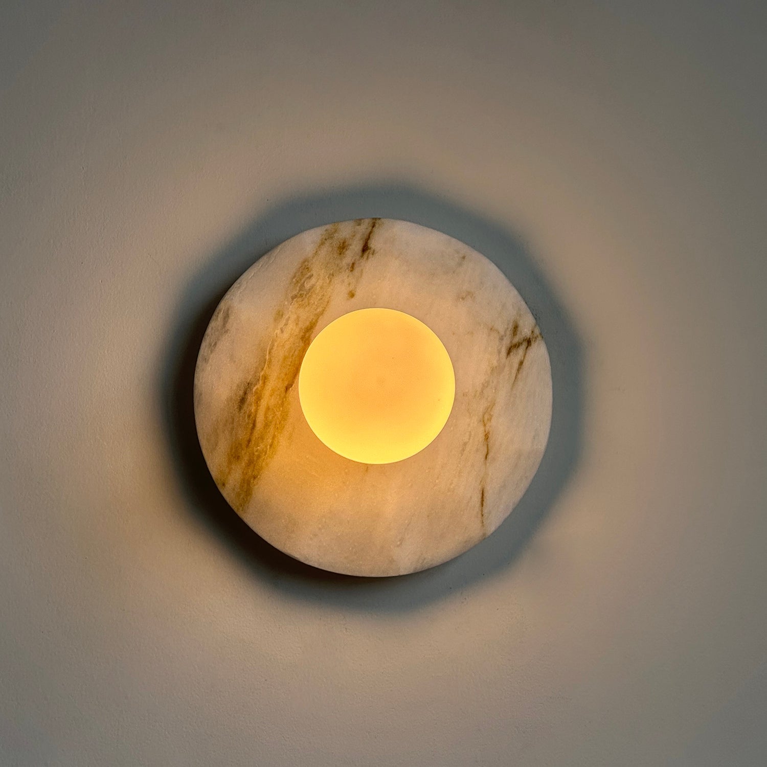 Meza Wall Lamp Marble Backplate Frosted Globe - Letslighting