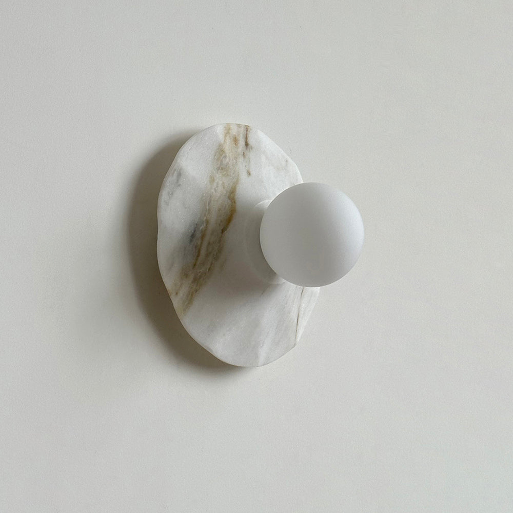 Meza Wall Lamp Marble Backplate Frosted Globe - Letslighting