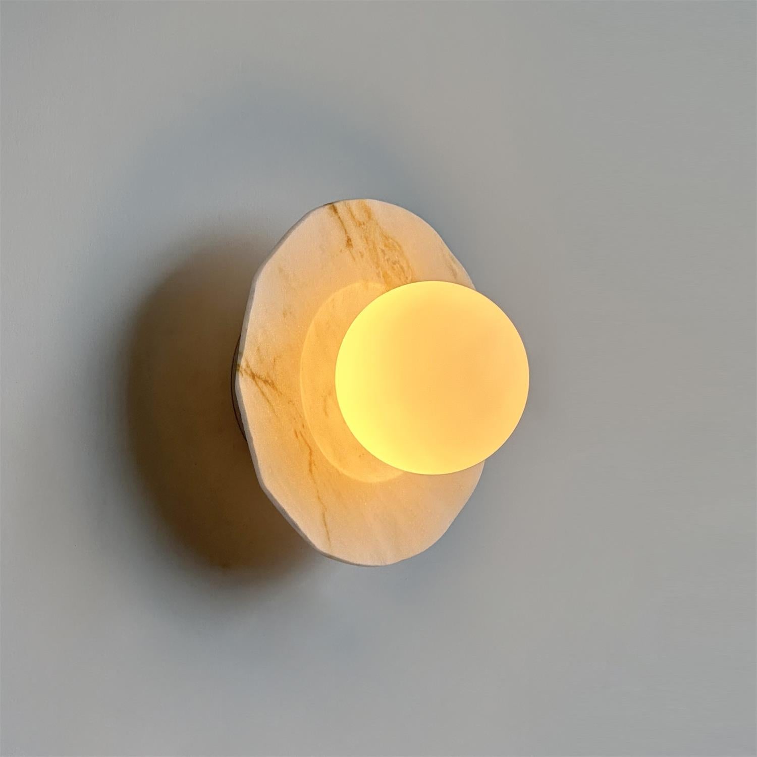 Meza Wall Lamp Marble Backplate Frosted Globe - Letslighting