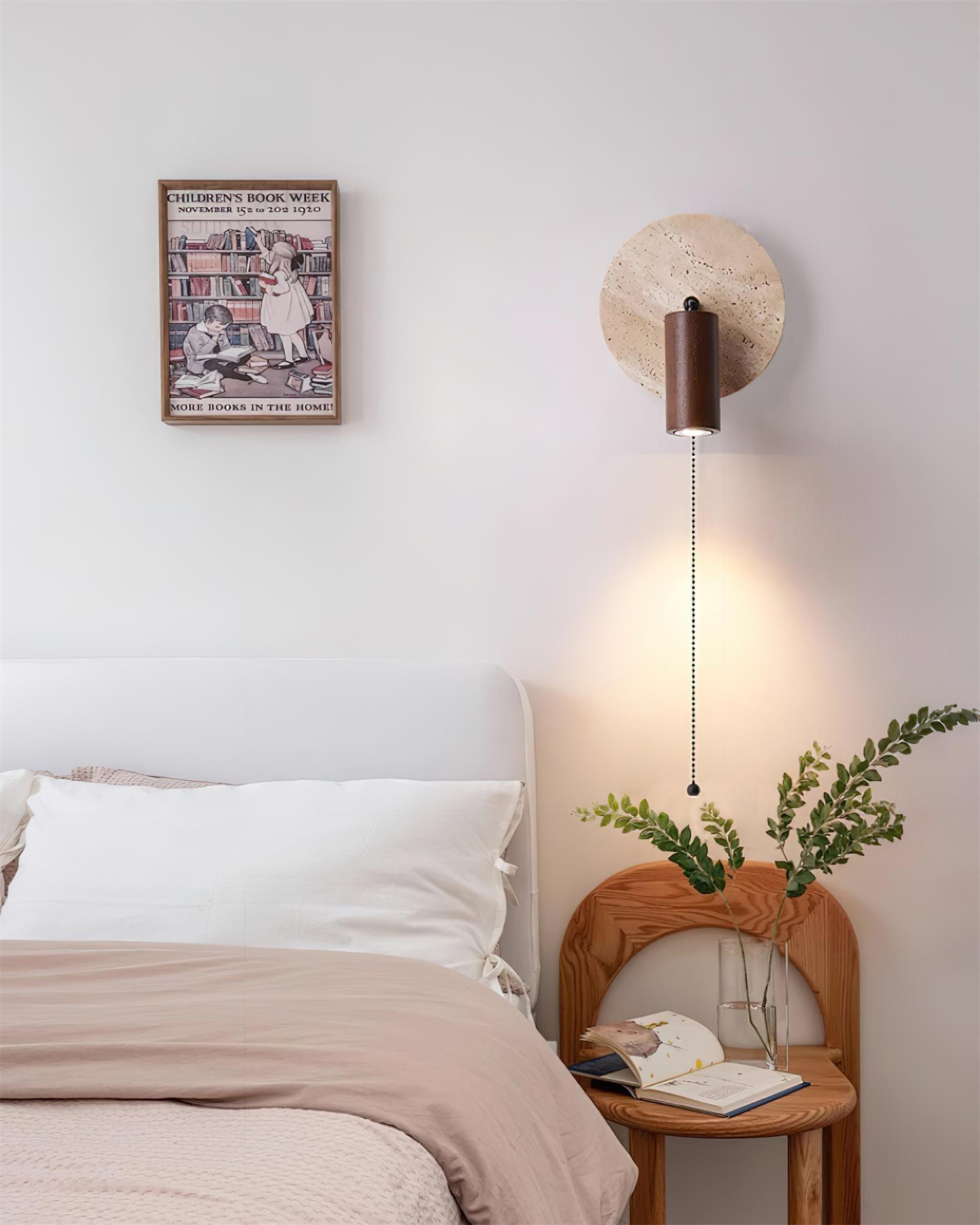 Evzoryra Disc Swing Travertine Wall Light - Letslighting