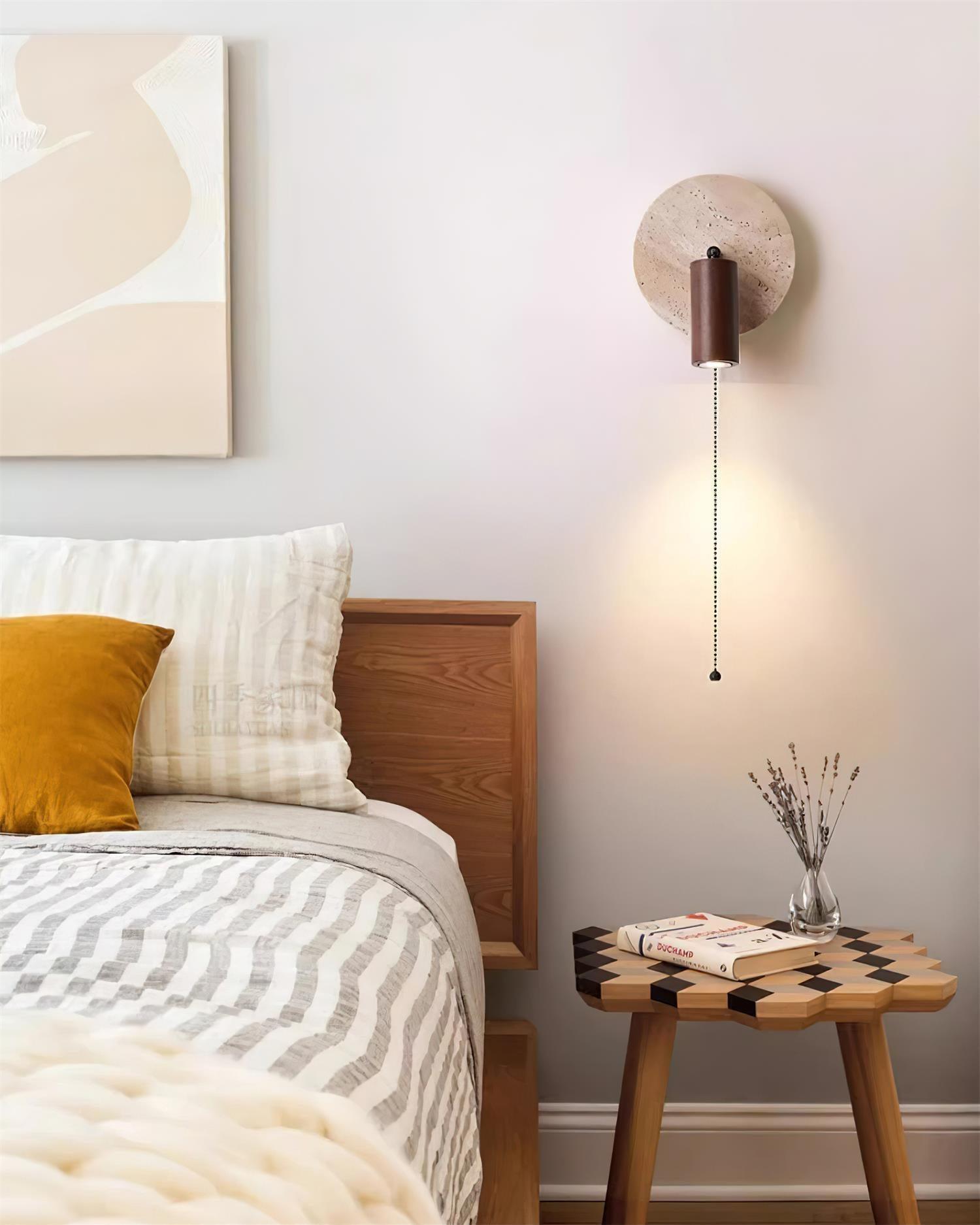 Evzoryra Disc Swing Travertine Wall Light - Letslighting