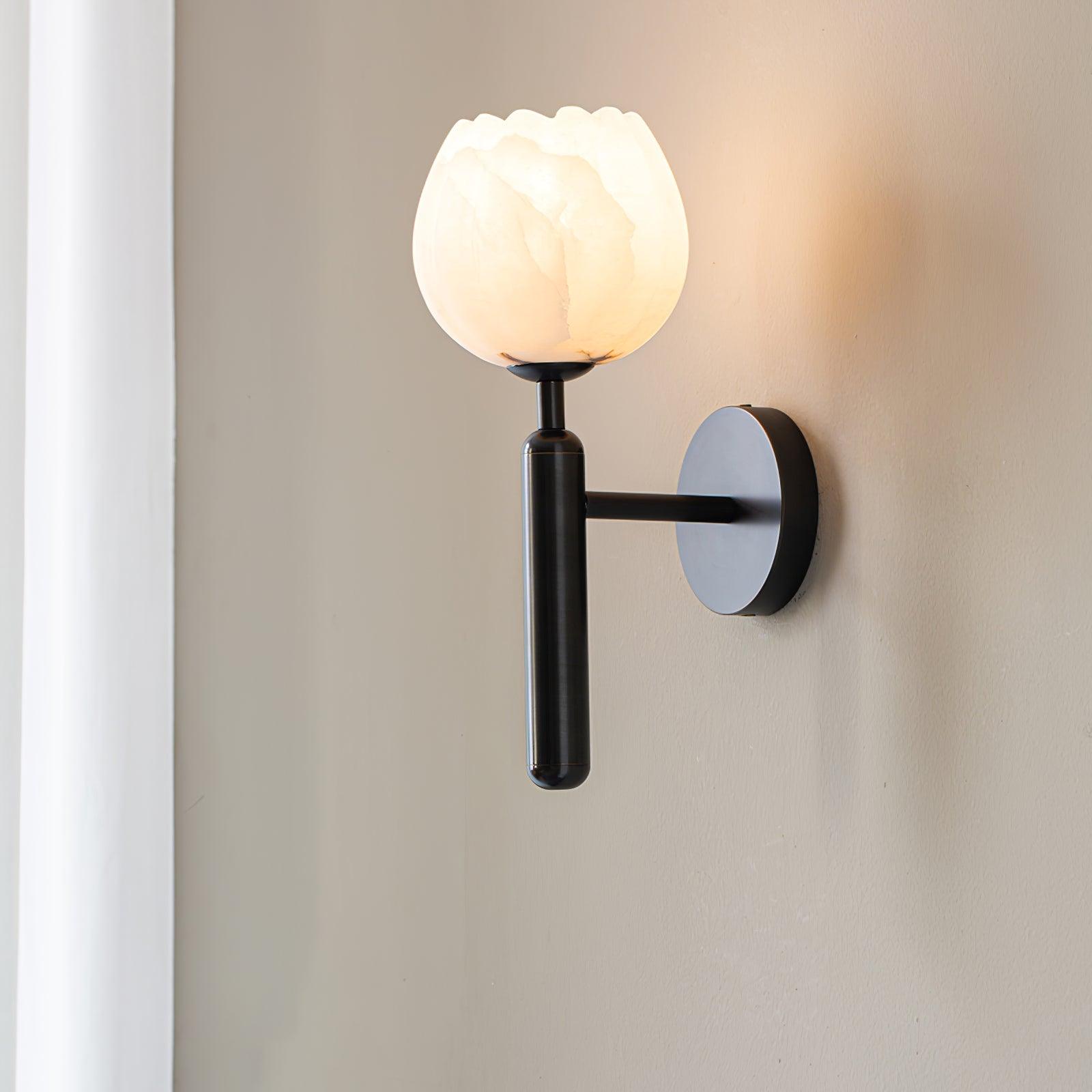Eurzorion Floral Alabaster Brass Wall Light - Blowlighting