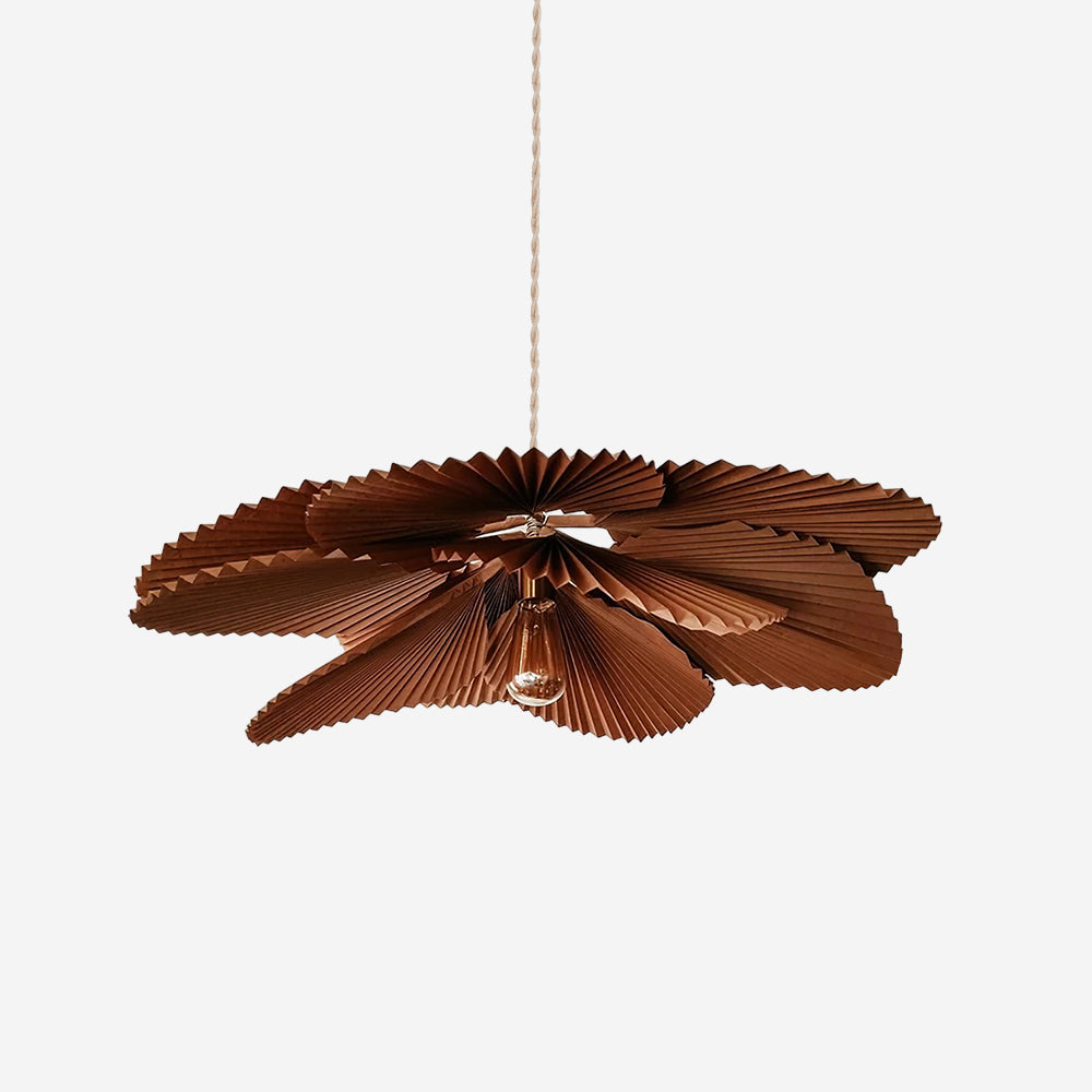 Pendant Lamp with Pleated Kraft Paper Petal Shade Warm Ambient - Letslighting