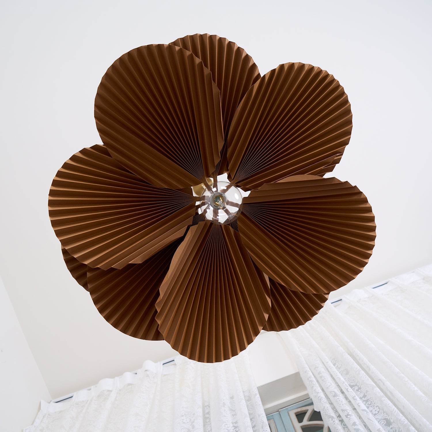 Pendant Lamp with Pleated Kraft Paper Petal Shade Warm Ambient - Letslighting