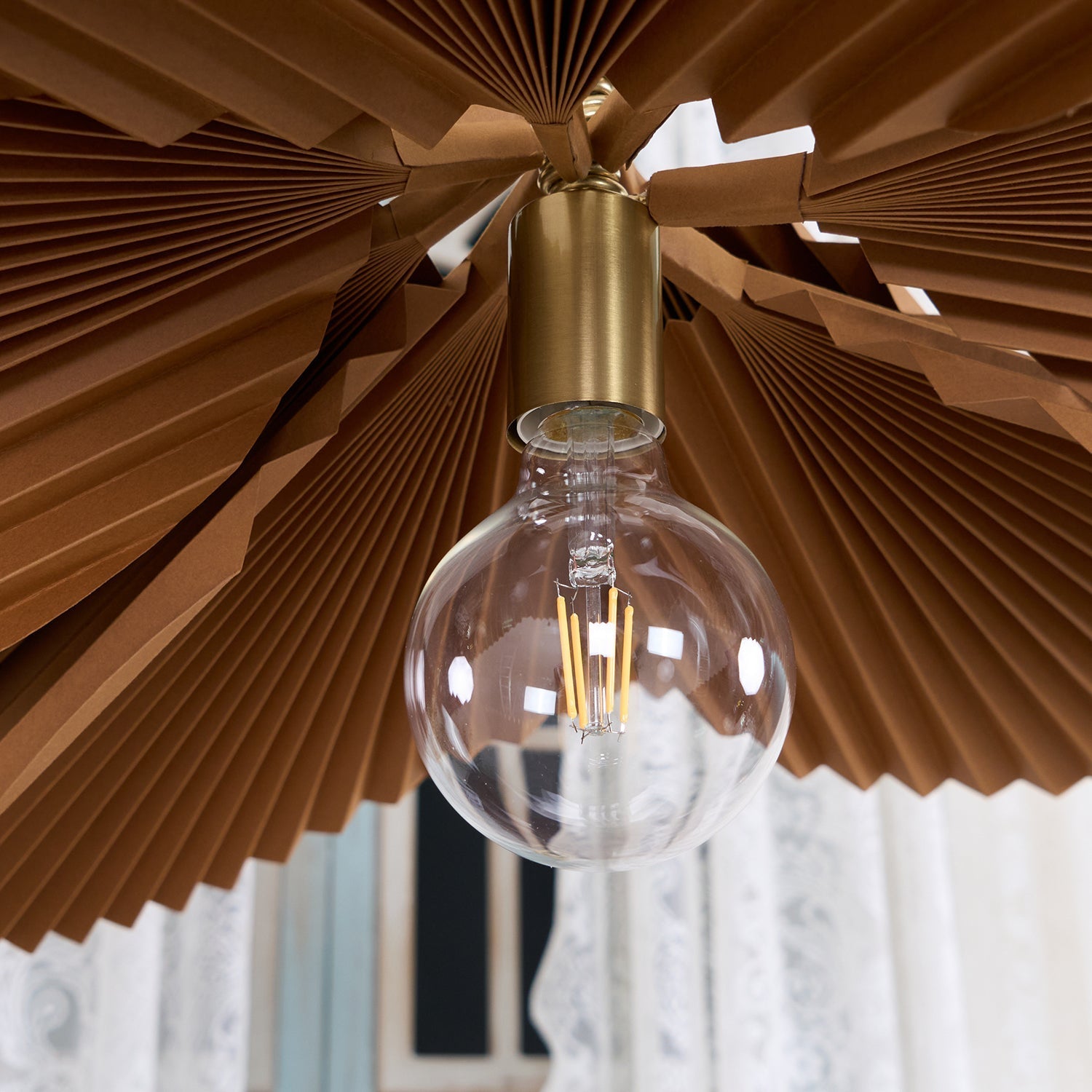 Pendant Lamp with Pleated Kraft Paper Petal Shade Warm Ambient - Letslighting