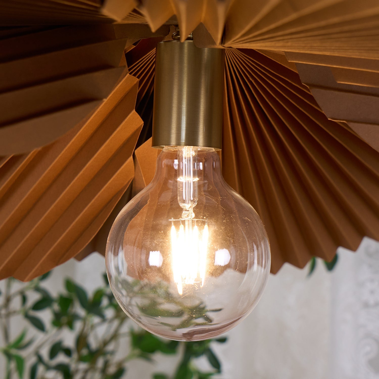 Pendant Lamp with Pleated Kraft Paper Petal Shade Warm Ambient - Letslighting