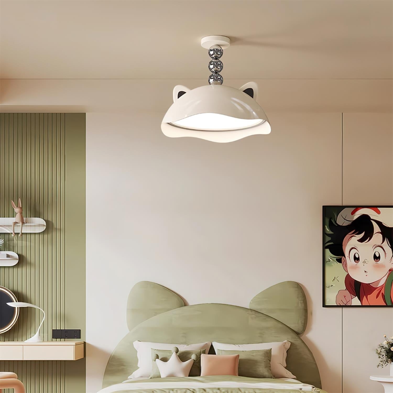 Miki Ceiling Light Cat Ears Orb Accent Playful Modern - Letslighting
