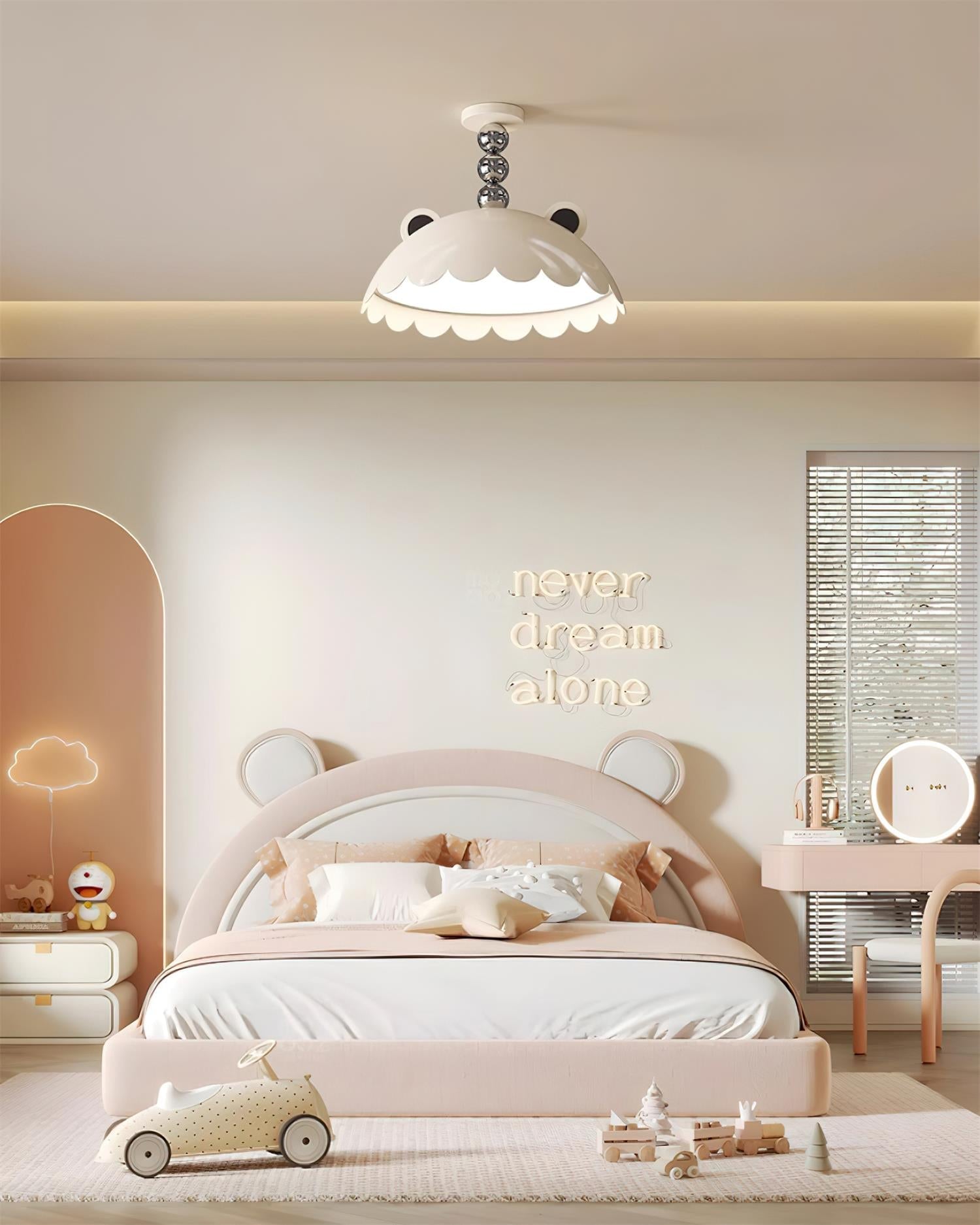 Miki Ceiling Light Cat Ears Orb Accent Playful Modern - Letslighting