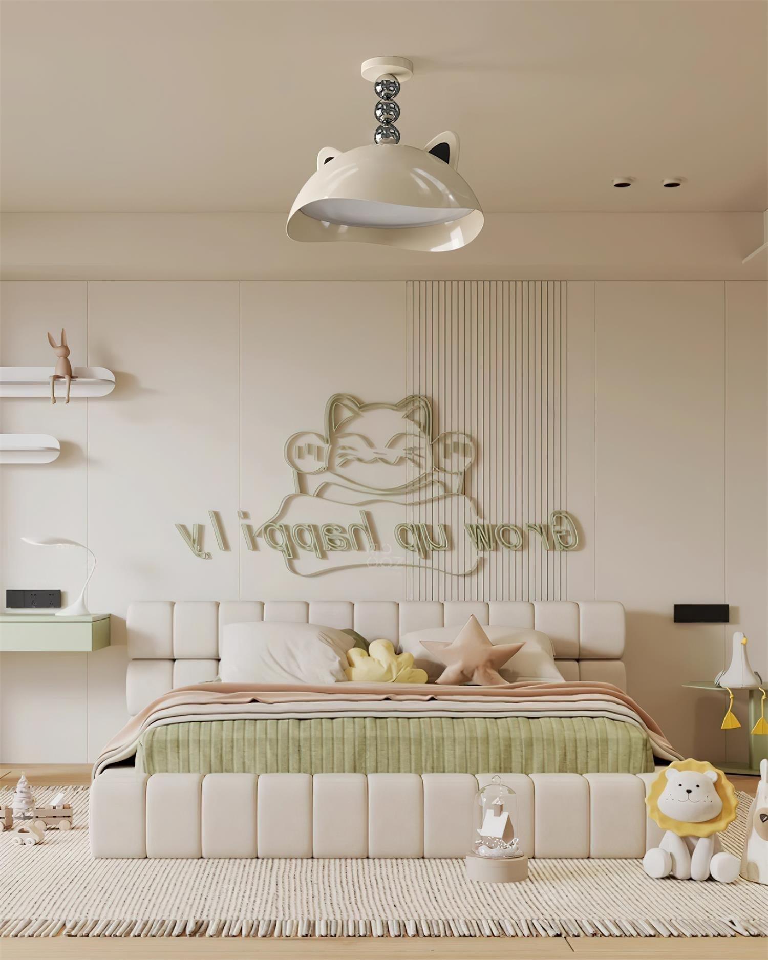 Miki Ceiling Light Cat Ears Orb Accent Playful Modern - Letslighting