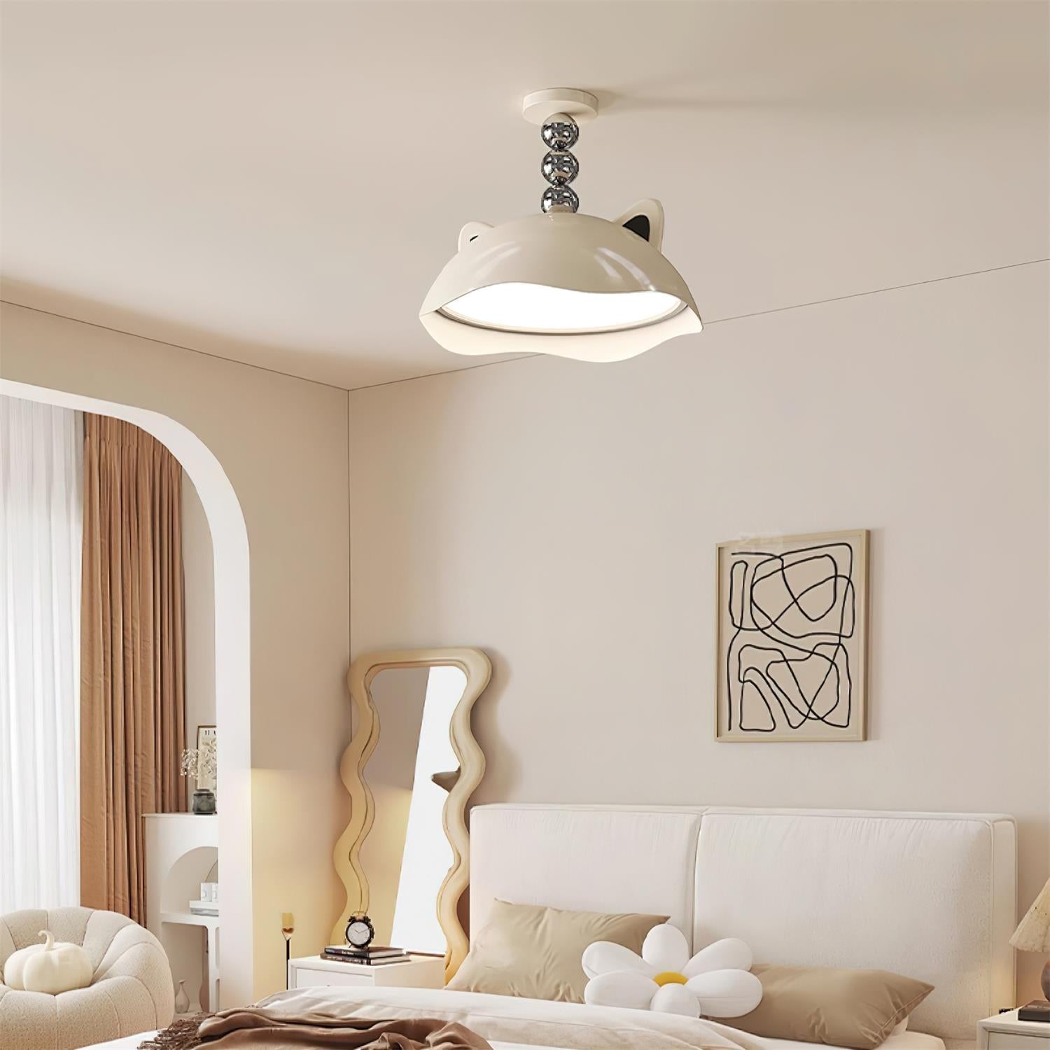 Miki Ceiling Light Cat Ears Orb Accent Playful Modern - Letslighting