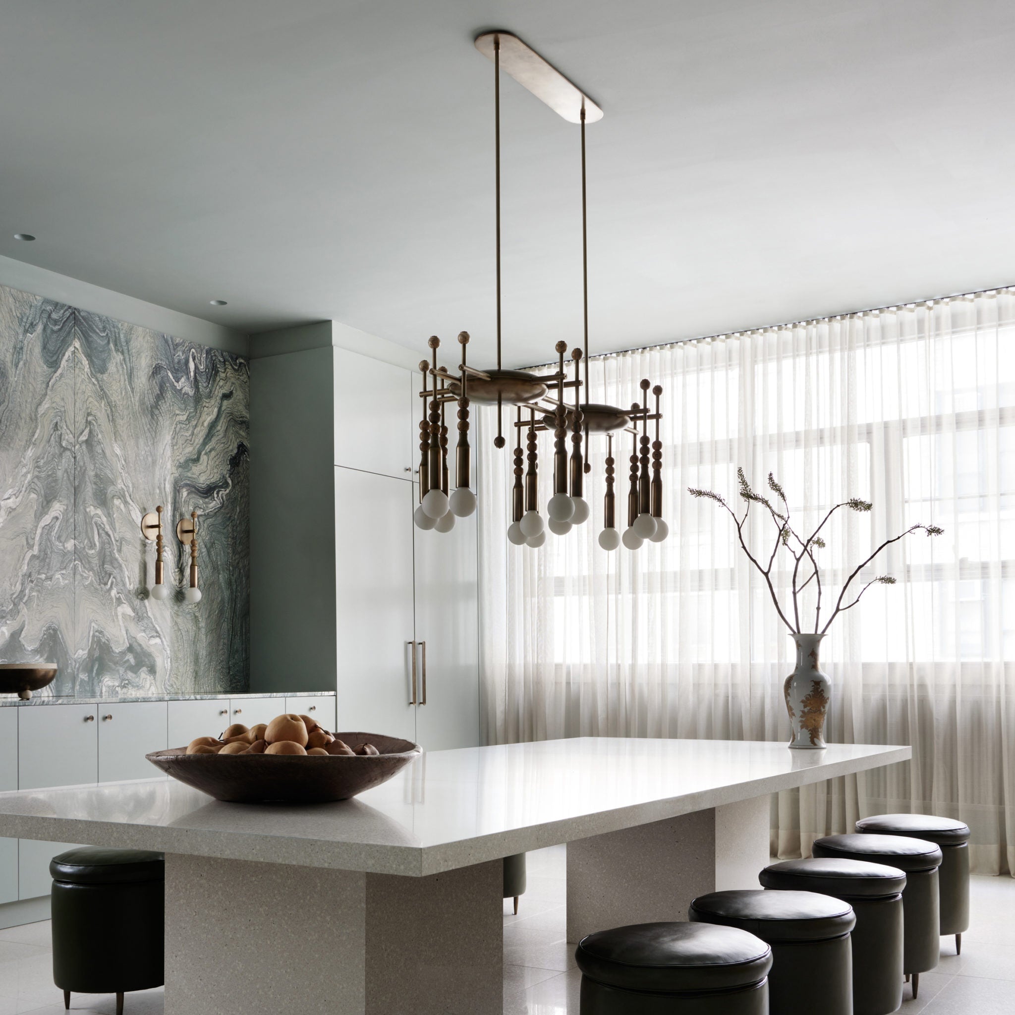 Esoleth Traditional Premium Elegance Marble Chandelier - Lamp Copper