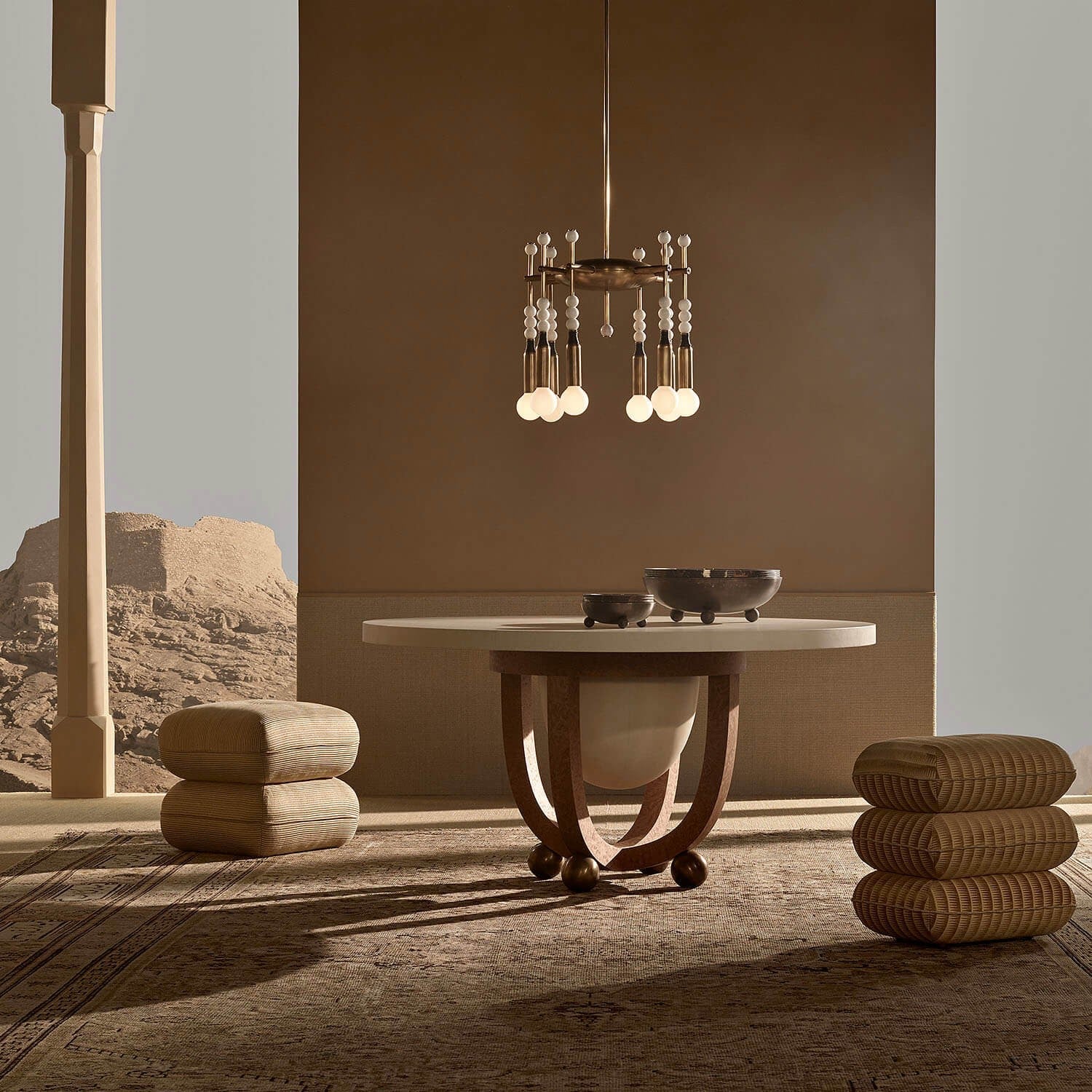 Esoleth Traditional Premium Elegance Marble Chandelier - Lamp Copper