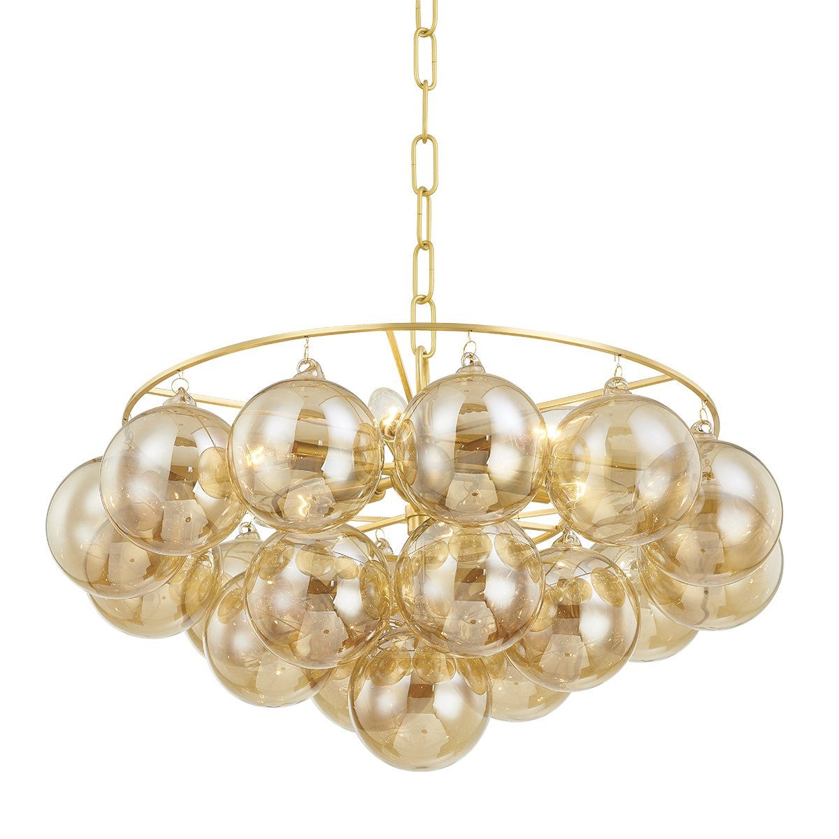 Aurora Chandelier Clear Glass Globe Aged Brass Elegant - Letslighting