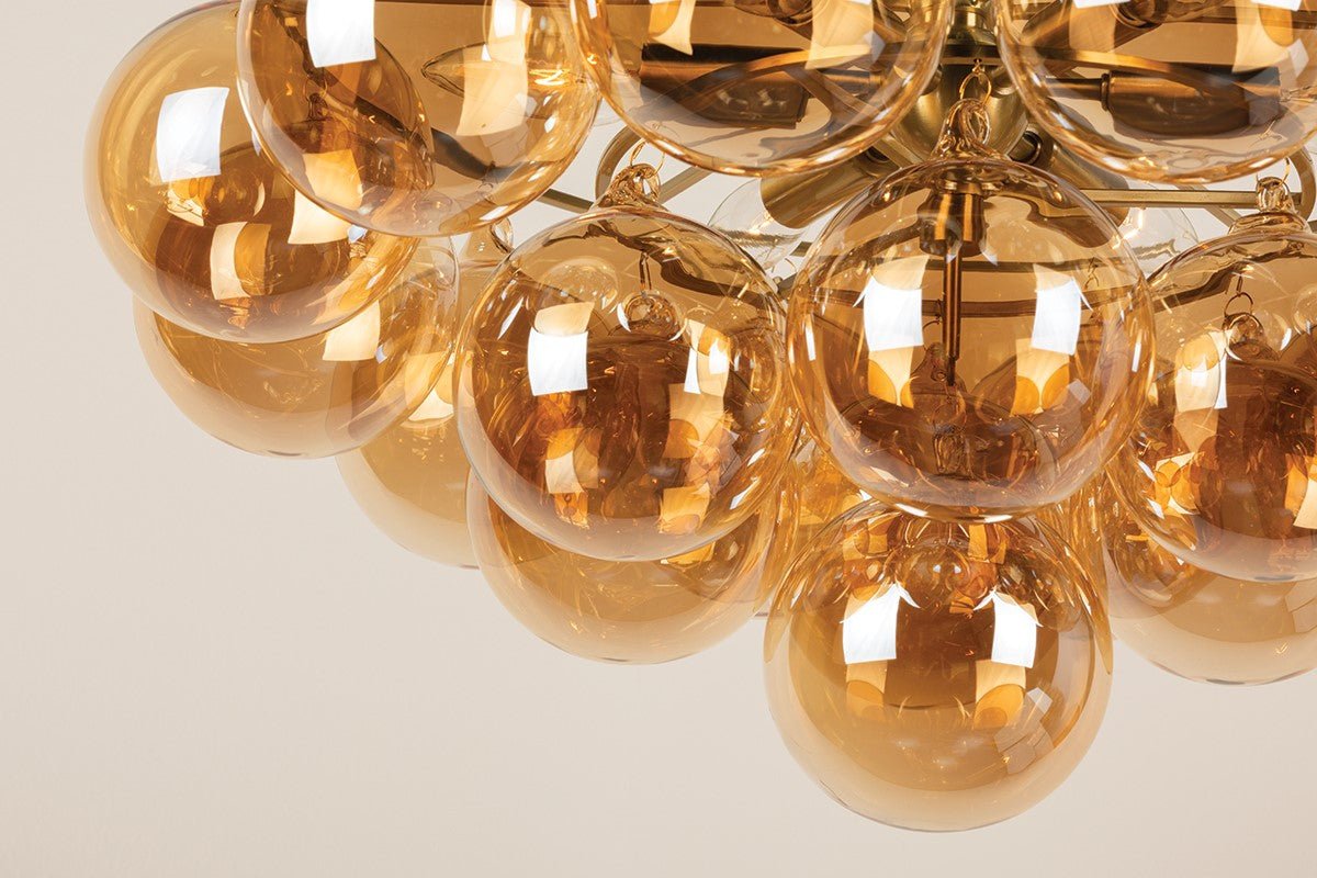 Aurora Chandelier Clear Glass Globe Aged Brass Elegant - Letslighting