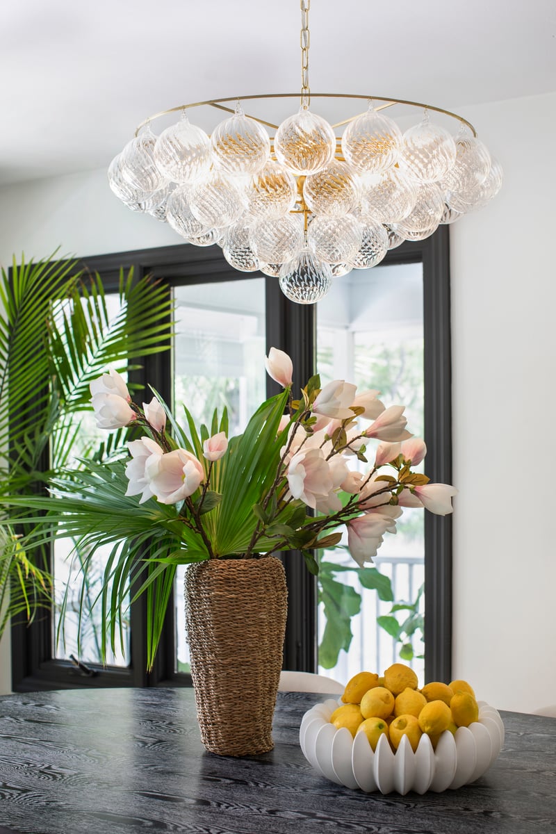 Aurora Chandelier Clear Glass Globe Aged Brass Elegant - Letslighting