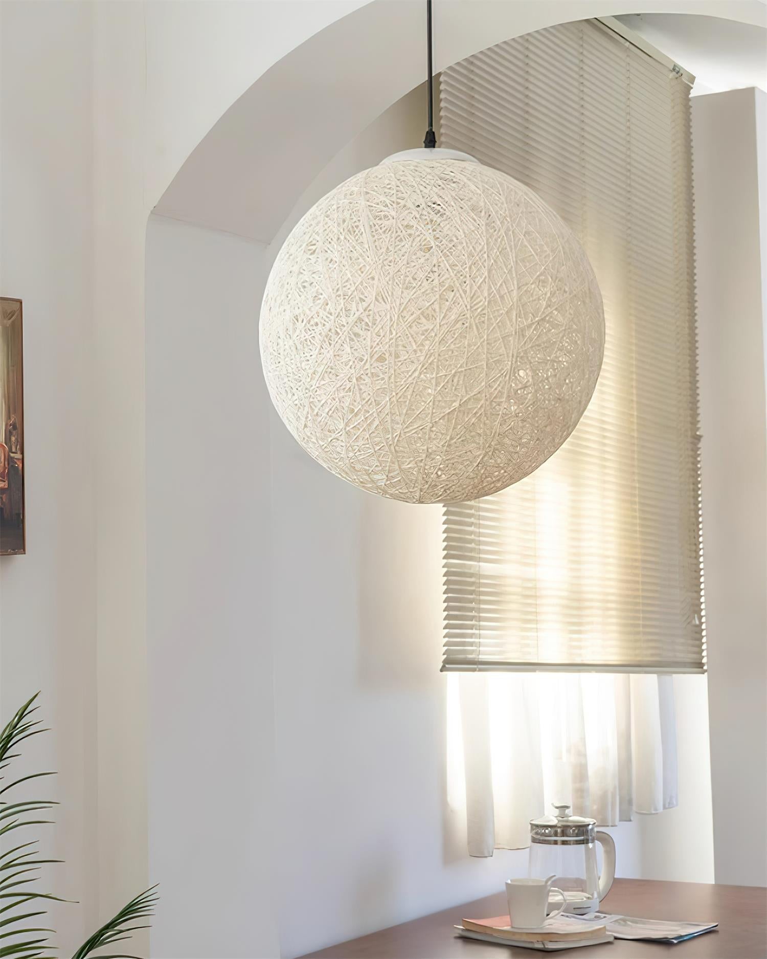 Pendant Lamp Hemp Rattan Sphere Handcrafted Artisanal Bohemian - Letslighting