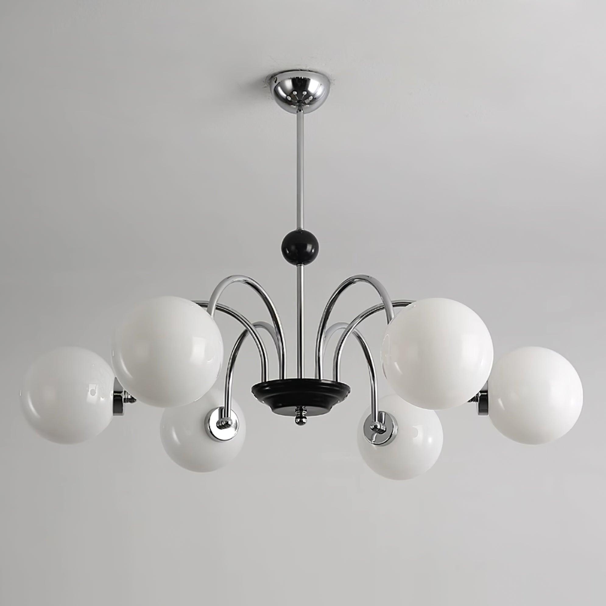 Chandelier Curved Arms Globe Shades Modern Retro Style Dining - Letslighting