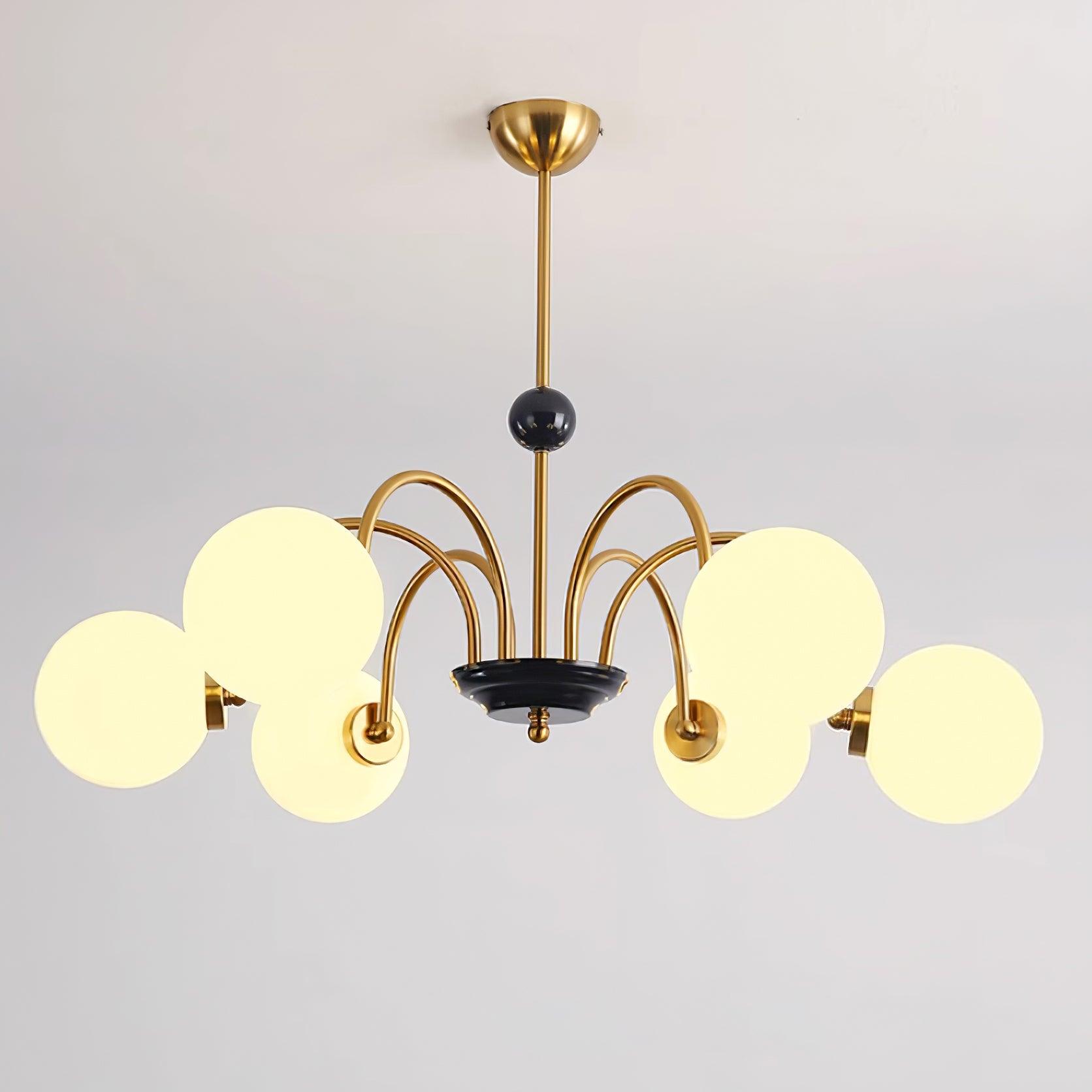 Chandelier Curved Arms Globe Shades Modern Retro Style Dining - Letslighting