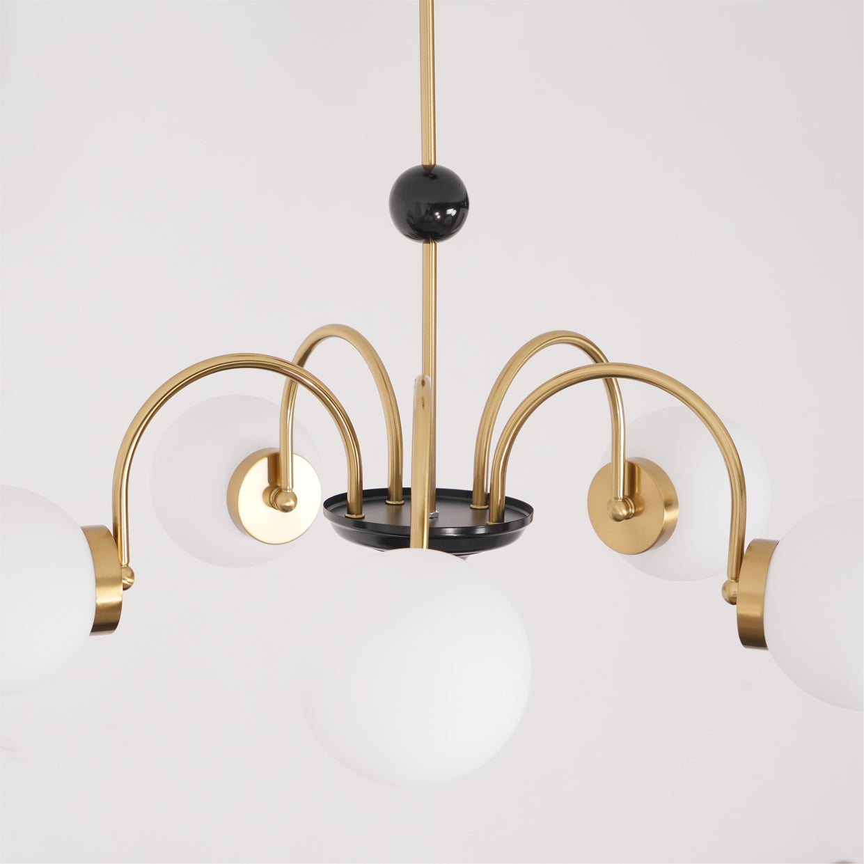 Chandelier Curved Arms Globe Shades Modern Retro Style Dining - Letslighting